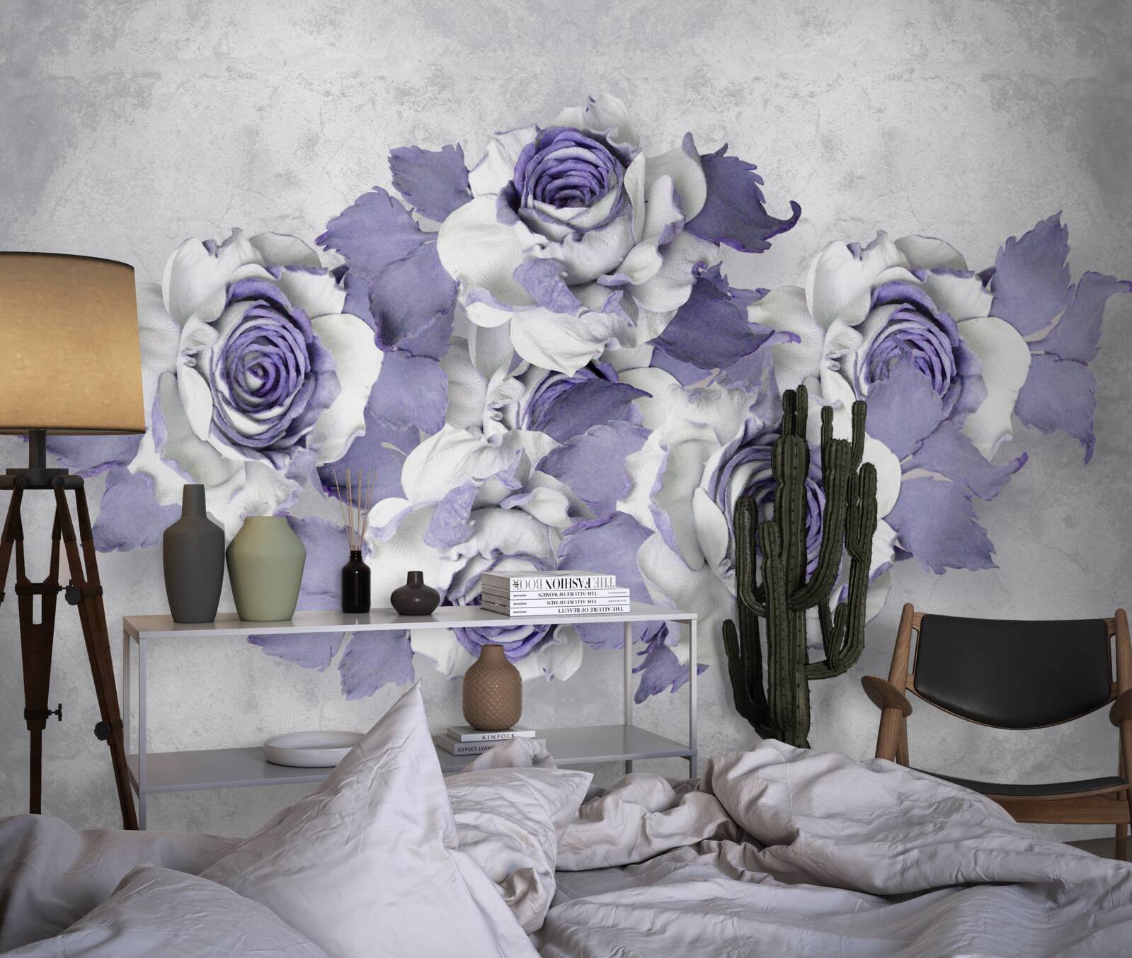 Papier peint décoration florale lilas