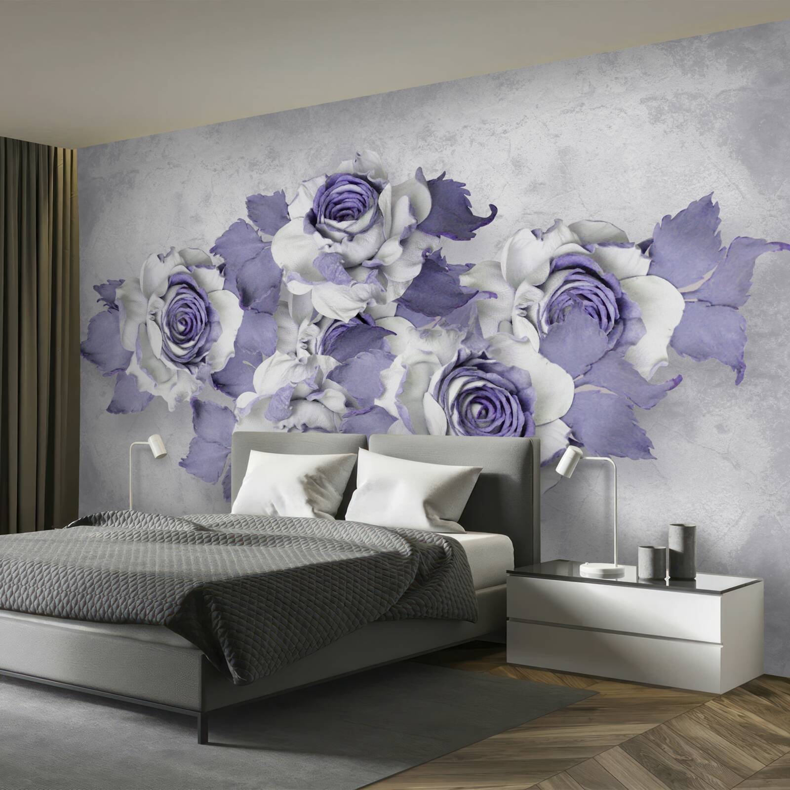 Papier peint décoration florale lilas