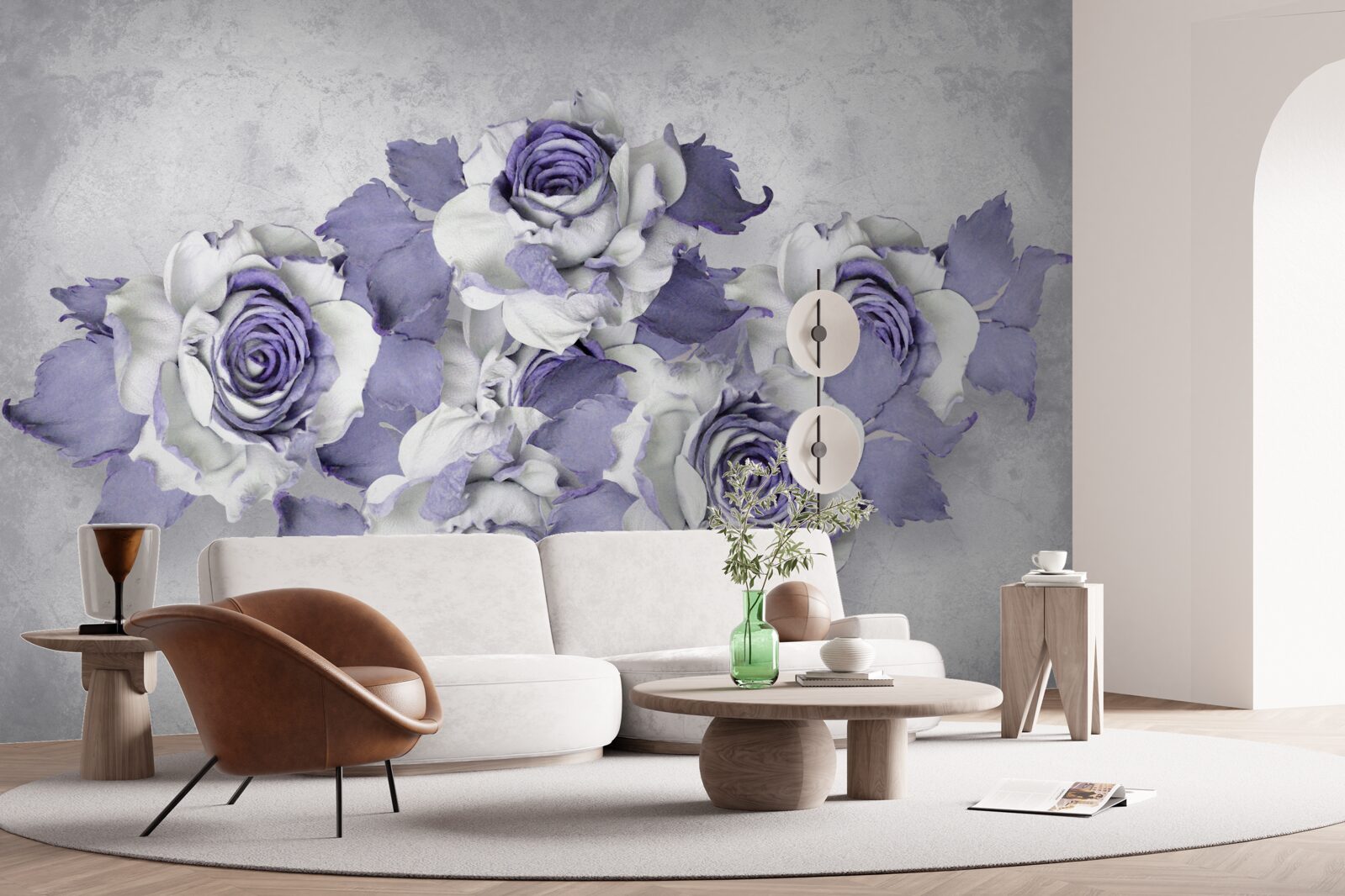 Papier peint décoration florale lilas