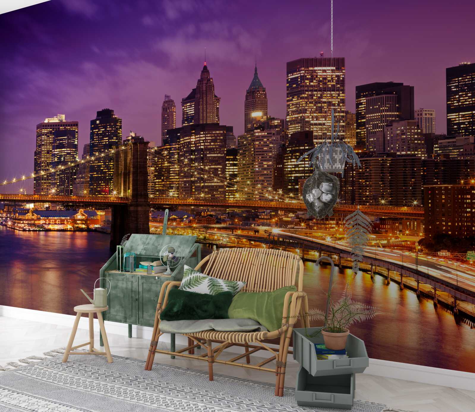 Papier peint pont de brooklyn la nuit