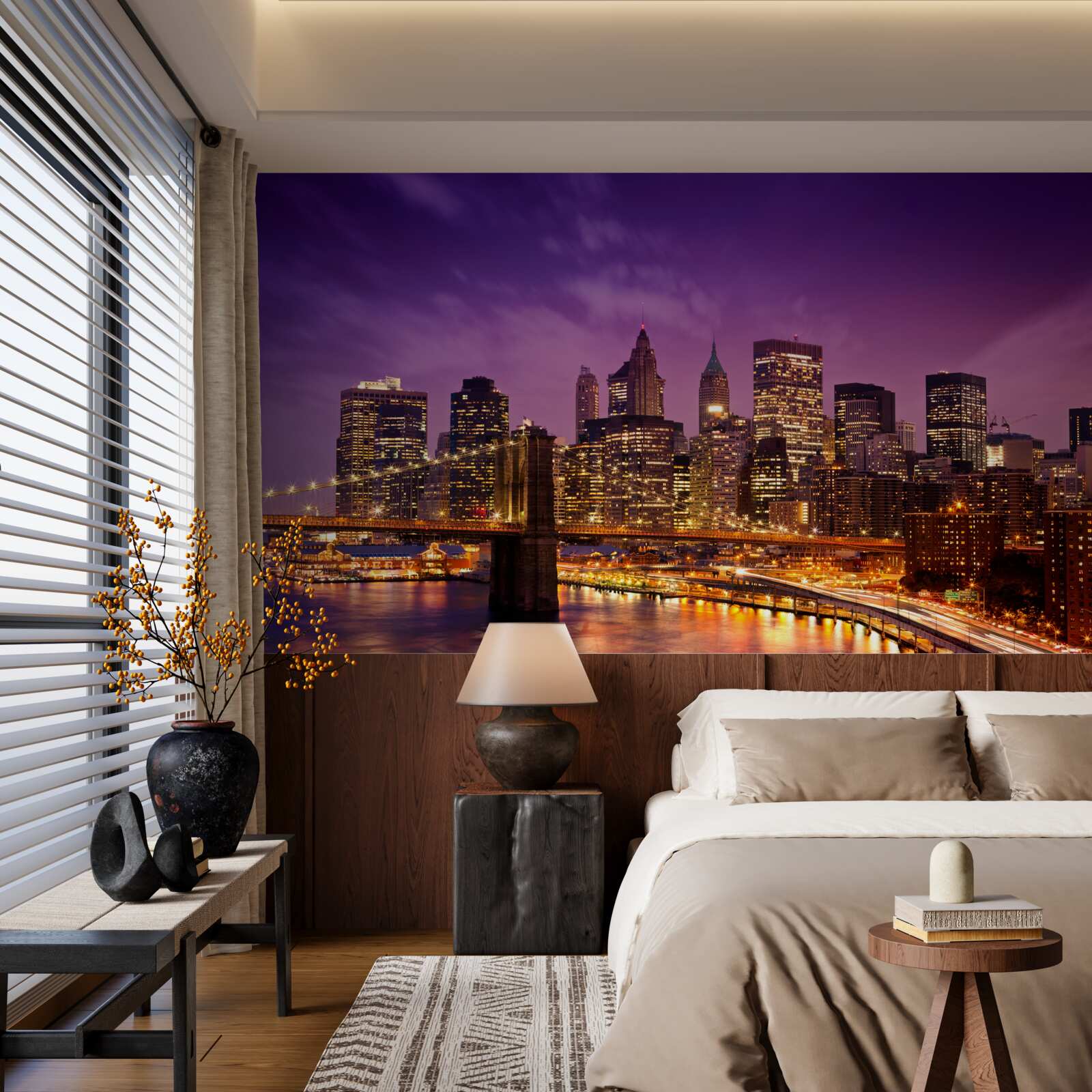 Papier peint pont de brooklyn la nuit