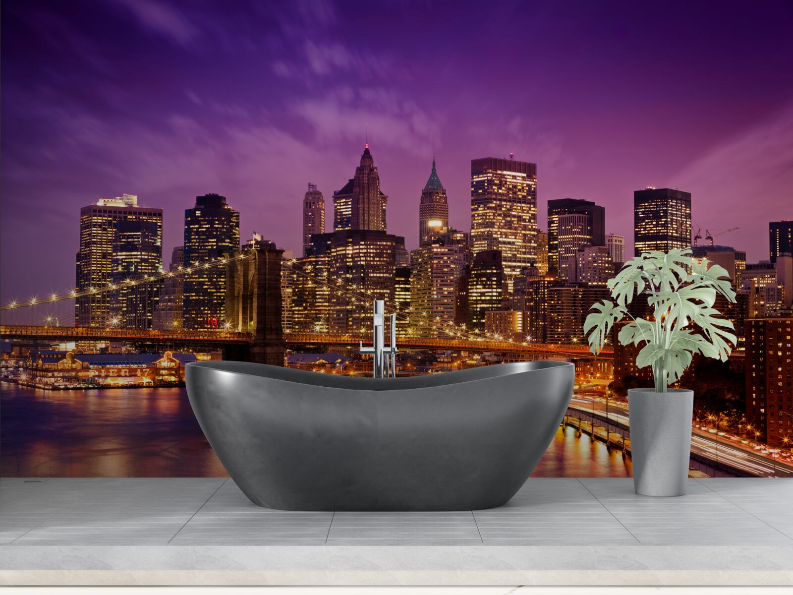 Papier peint pont de brooklyn la nuit