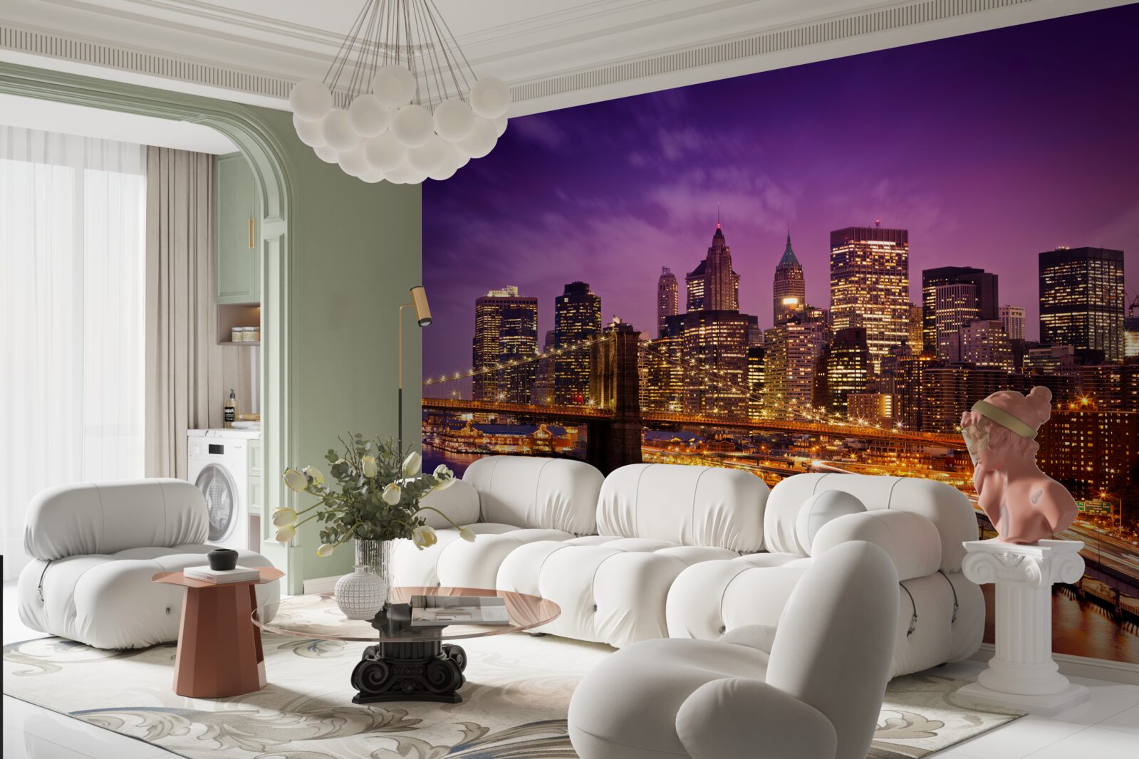 Papier peint pont de brooklyn la nuit