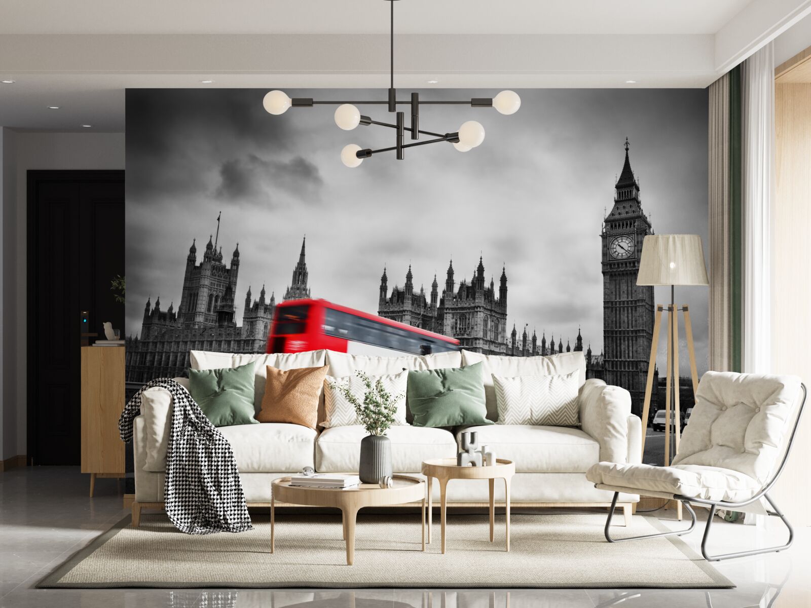 Papier peint bus londonien sur la route