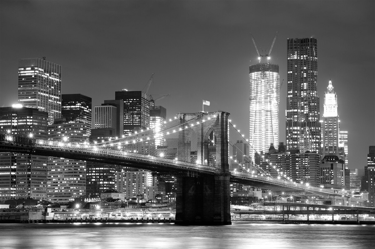 Papier peint pont de brooklyn en noir et blanc