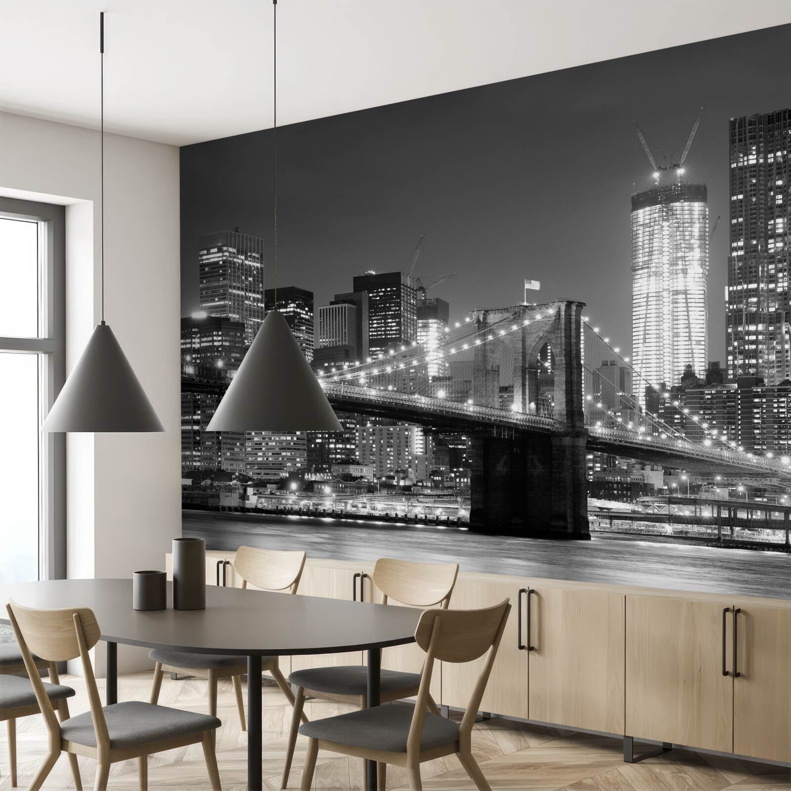 Papier peint pont de brooklyn en noir et blanc