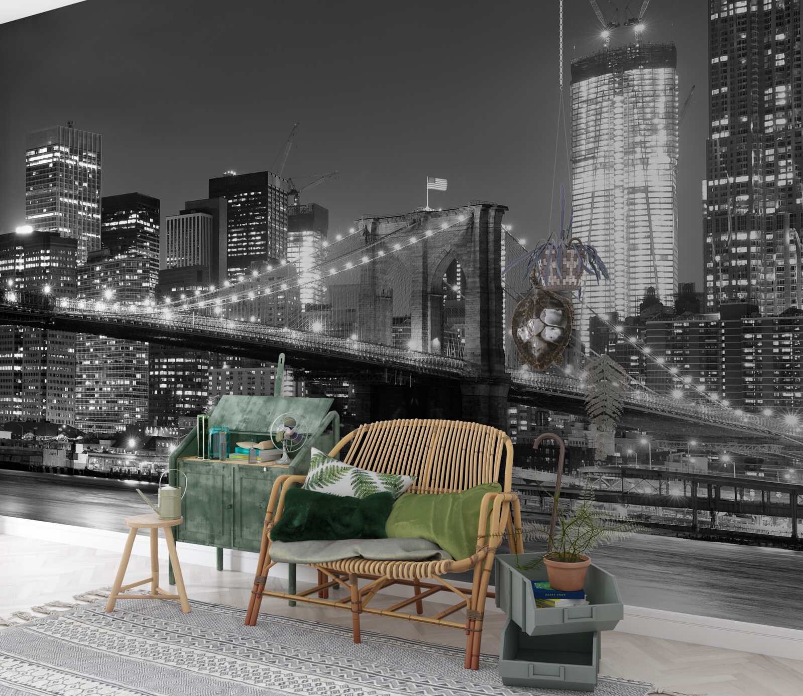 Papier peint pont de brooklyn en noir et blanc