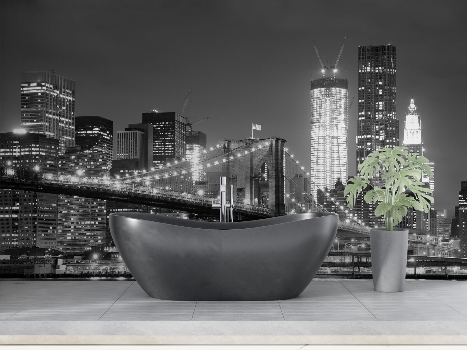 Papier peint pont de brooklyn en noir et blanc