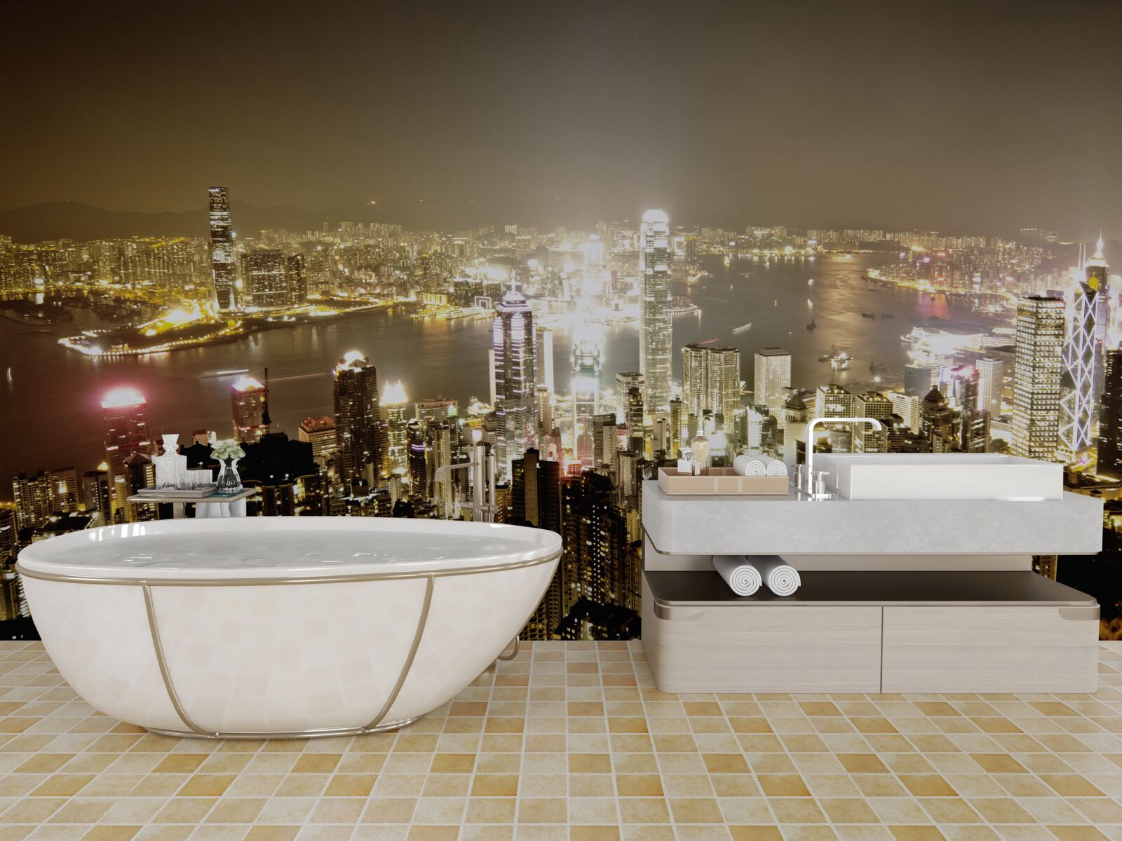 Papier peint les lumières nocturnes de new york