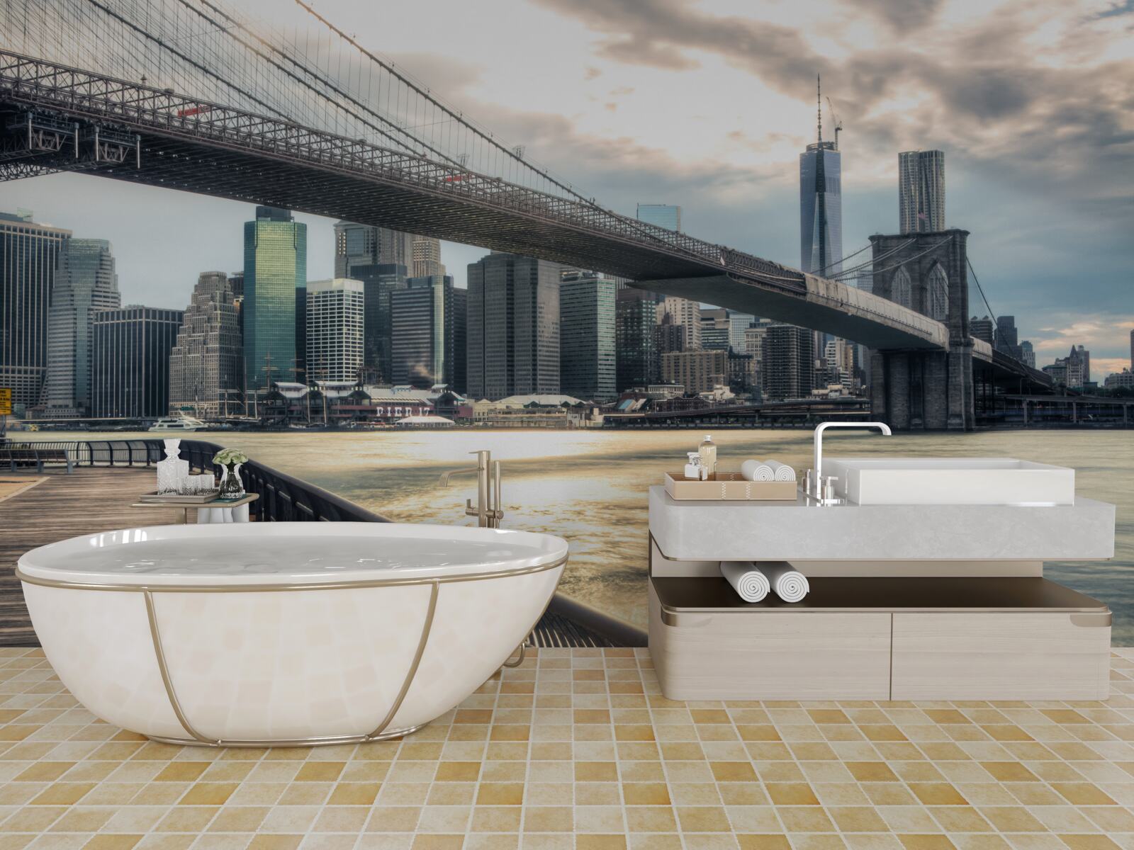 Papier peint promenade sous le pont brookliński