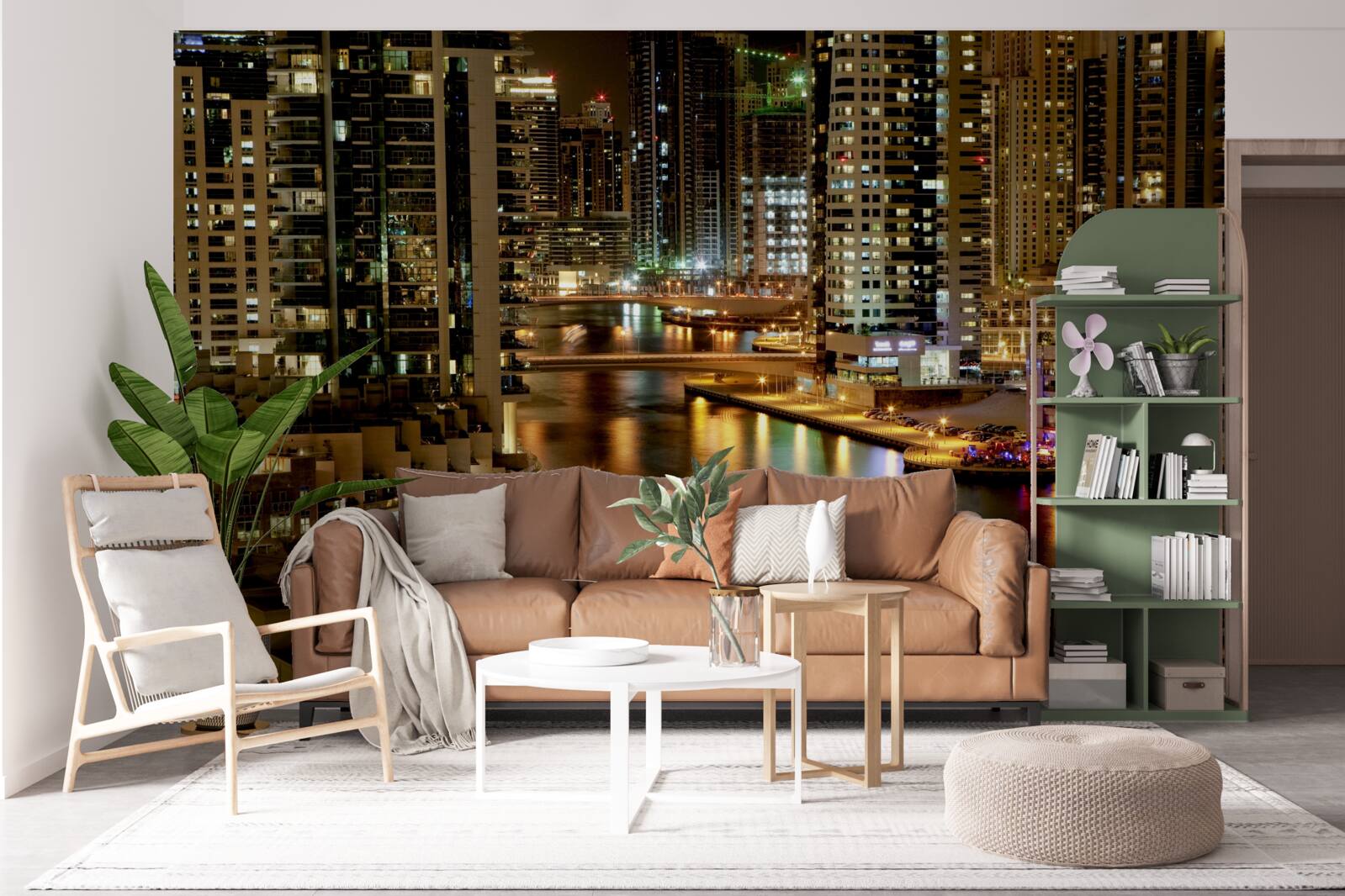 Papier peint quai de nuit avec bateaux