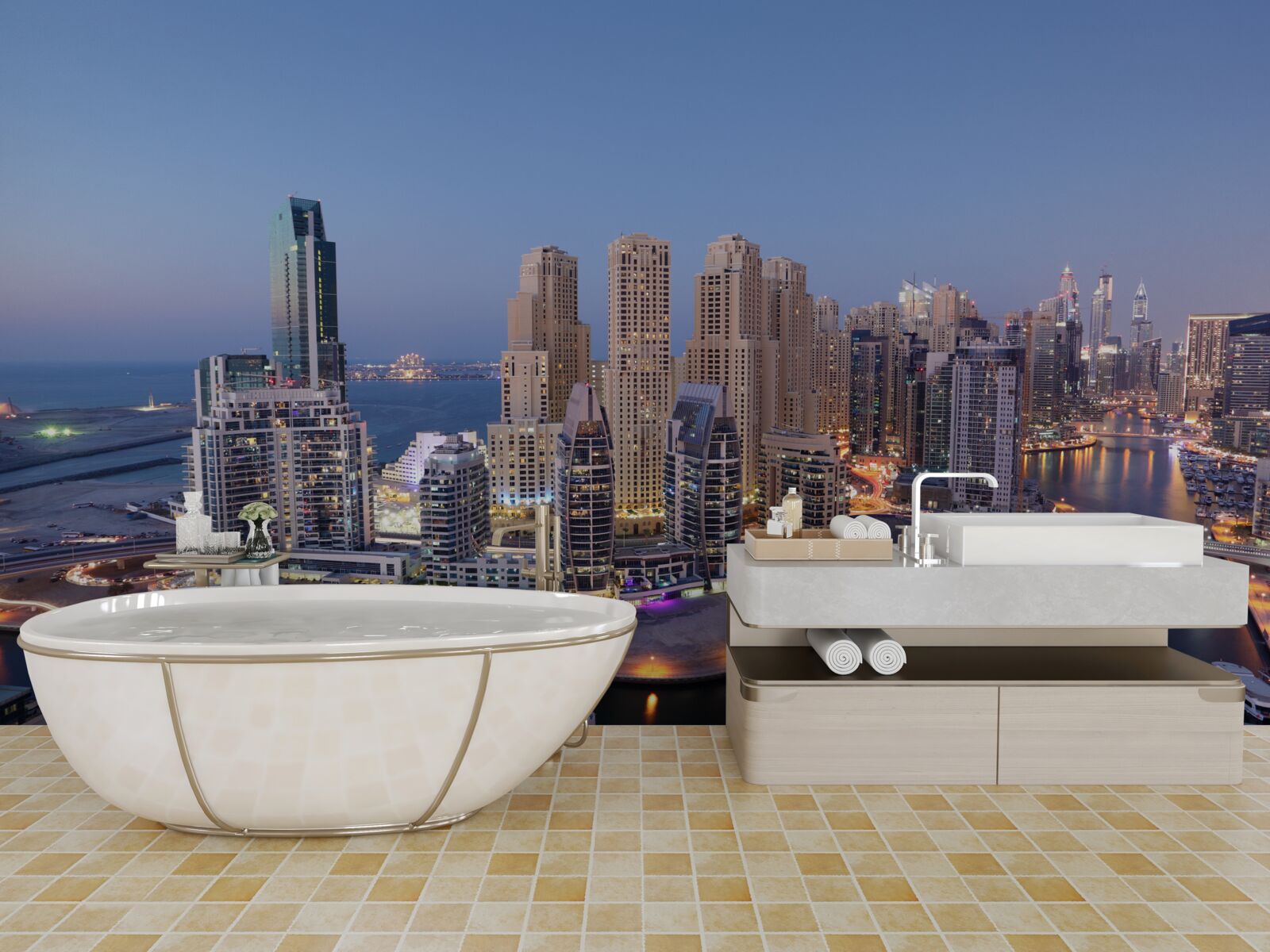 Papier peint coucher de soleil sur dubai