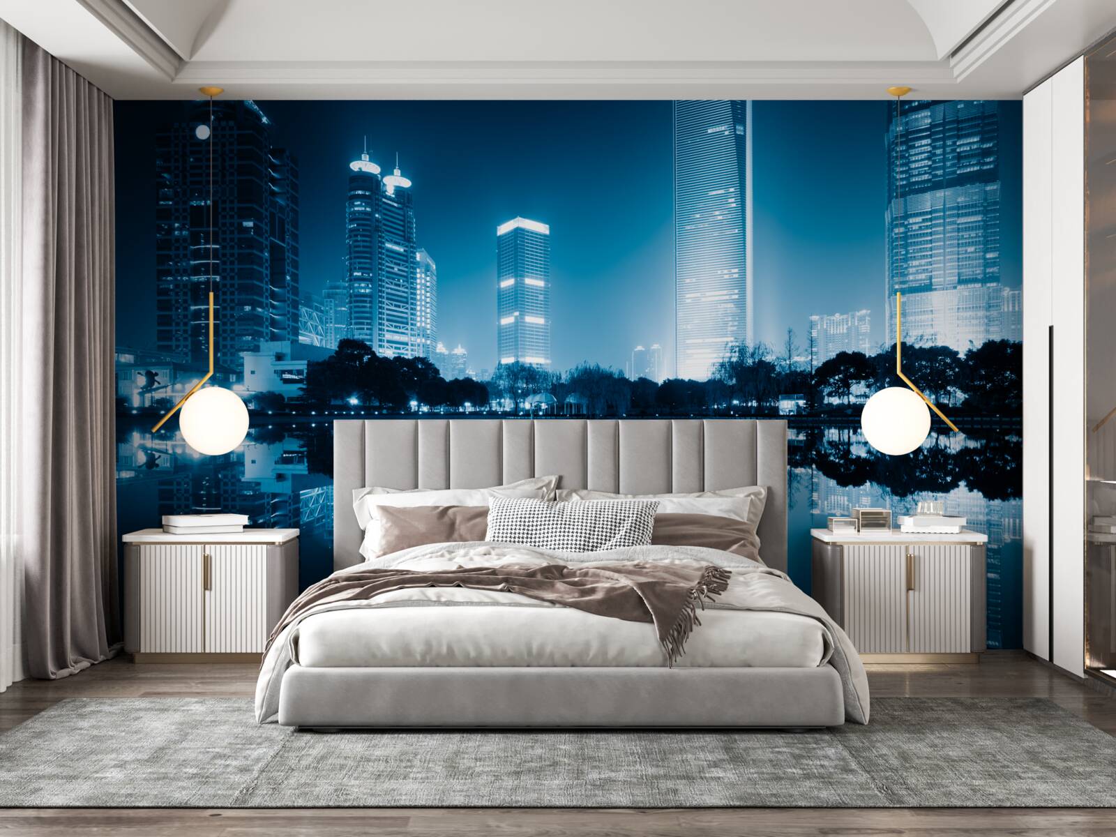 Papier peint l'affichage des lumières de la ville la nuit