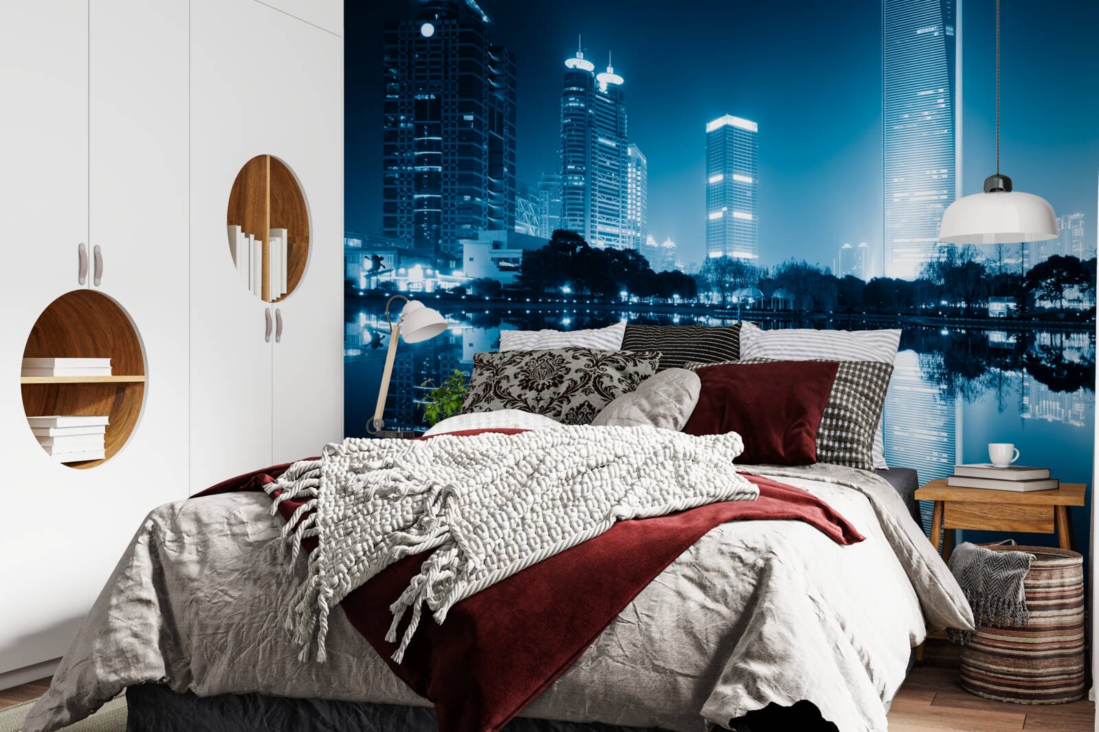 Papier peint l'affichage des lumières de la ville la nuit