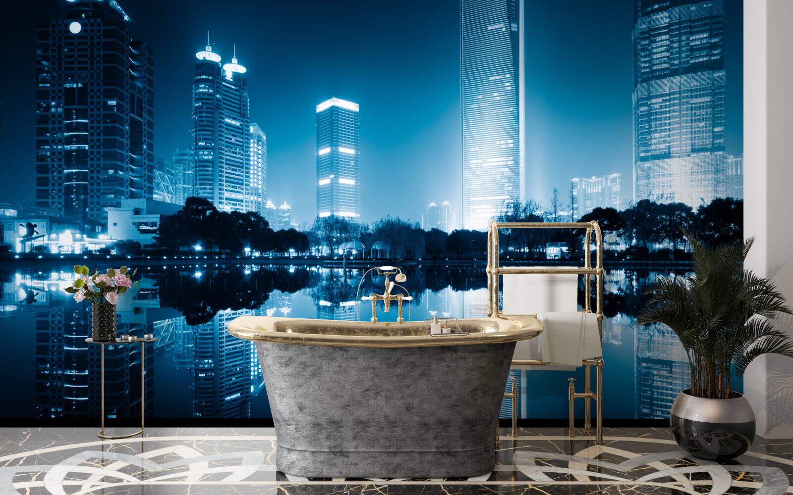 Papier peint l'affichage des lumières de la ville la nuit