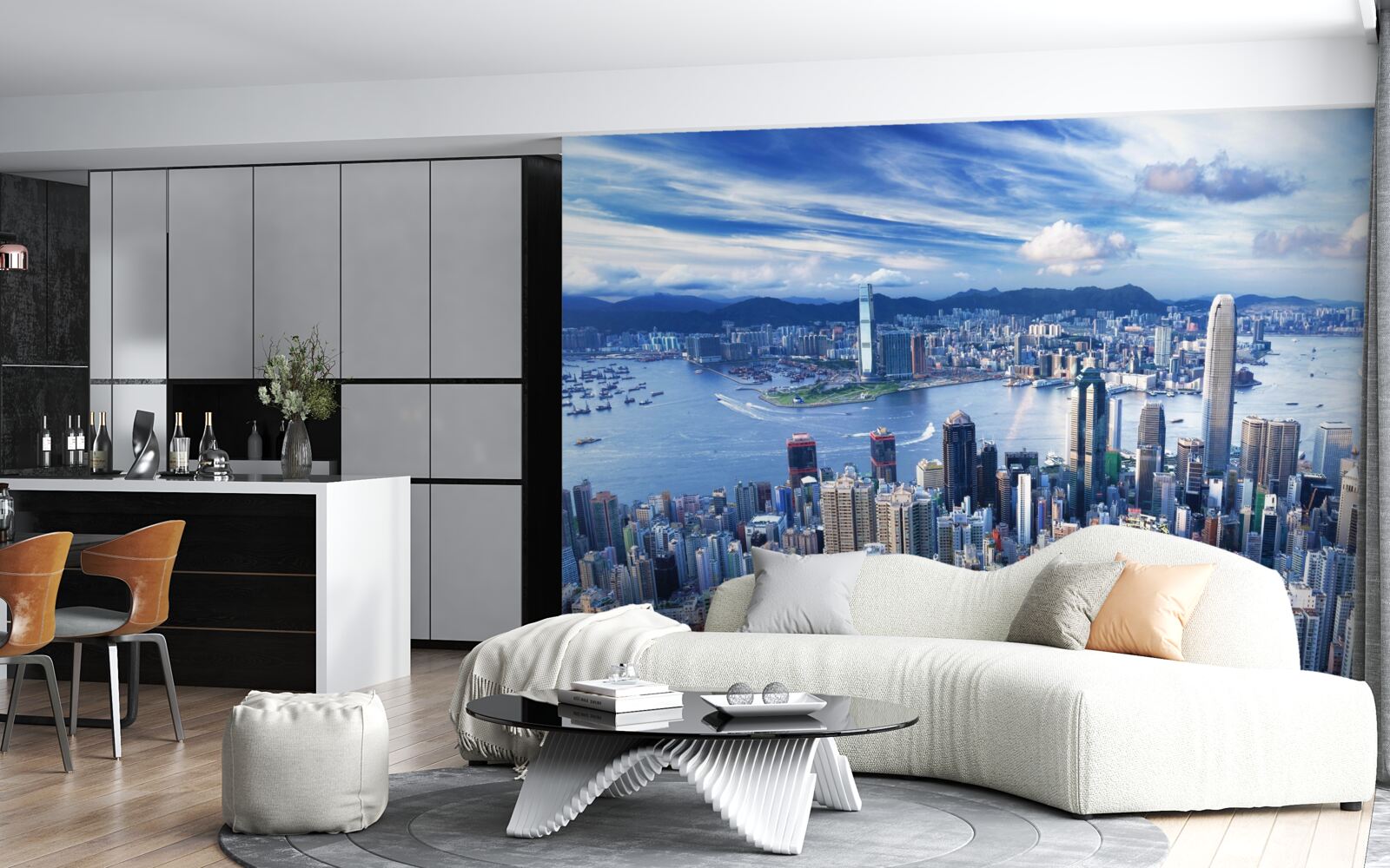 Papier peint gratte-ciel dans le port de victoria