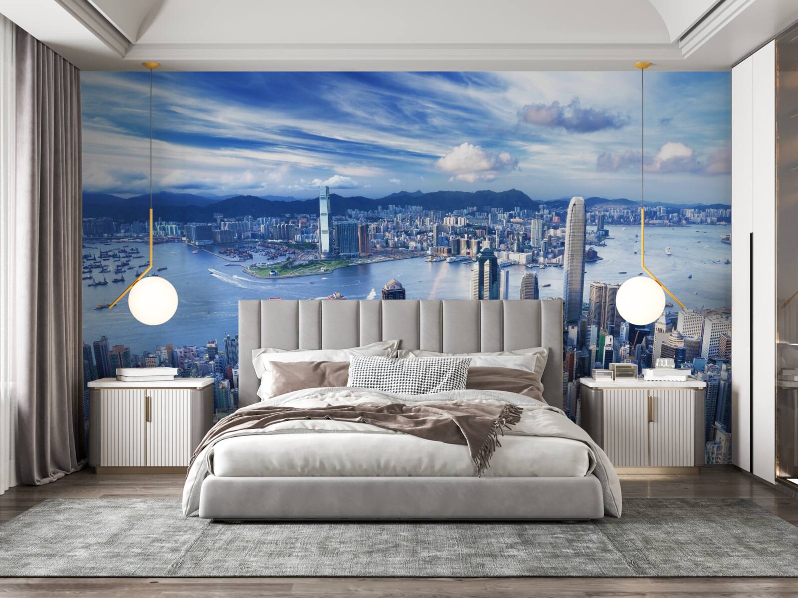 Papier peint gratte-ciel dans le port de victoria