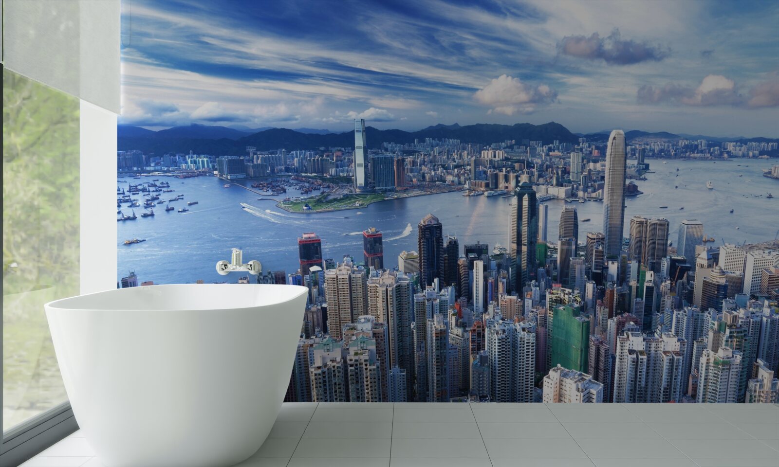 Papier peint gratte-ciel dans le port de victoria