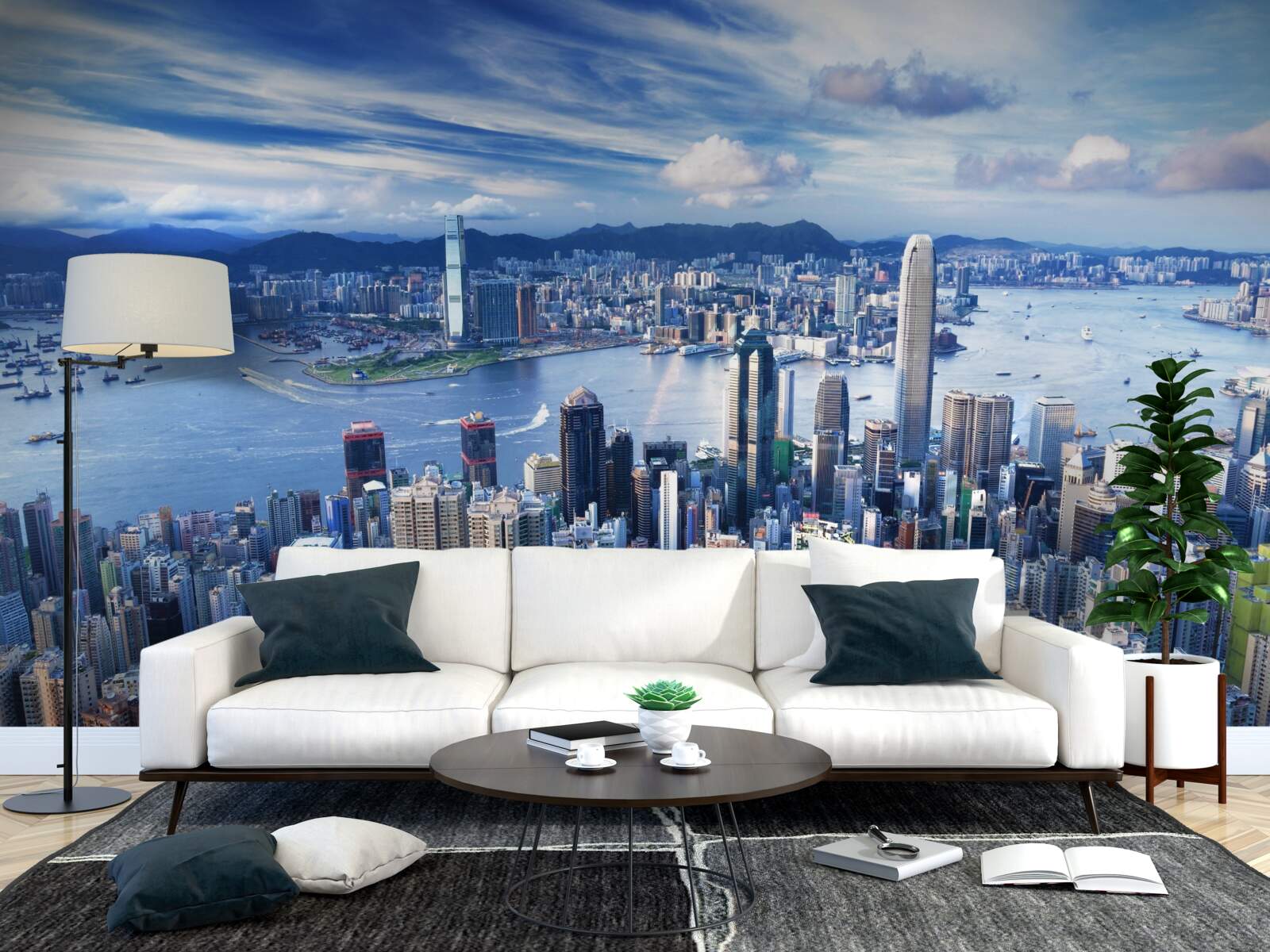 Papier peint gratte-ciel dans le port de victoria