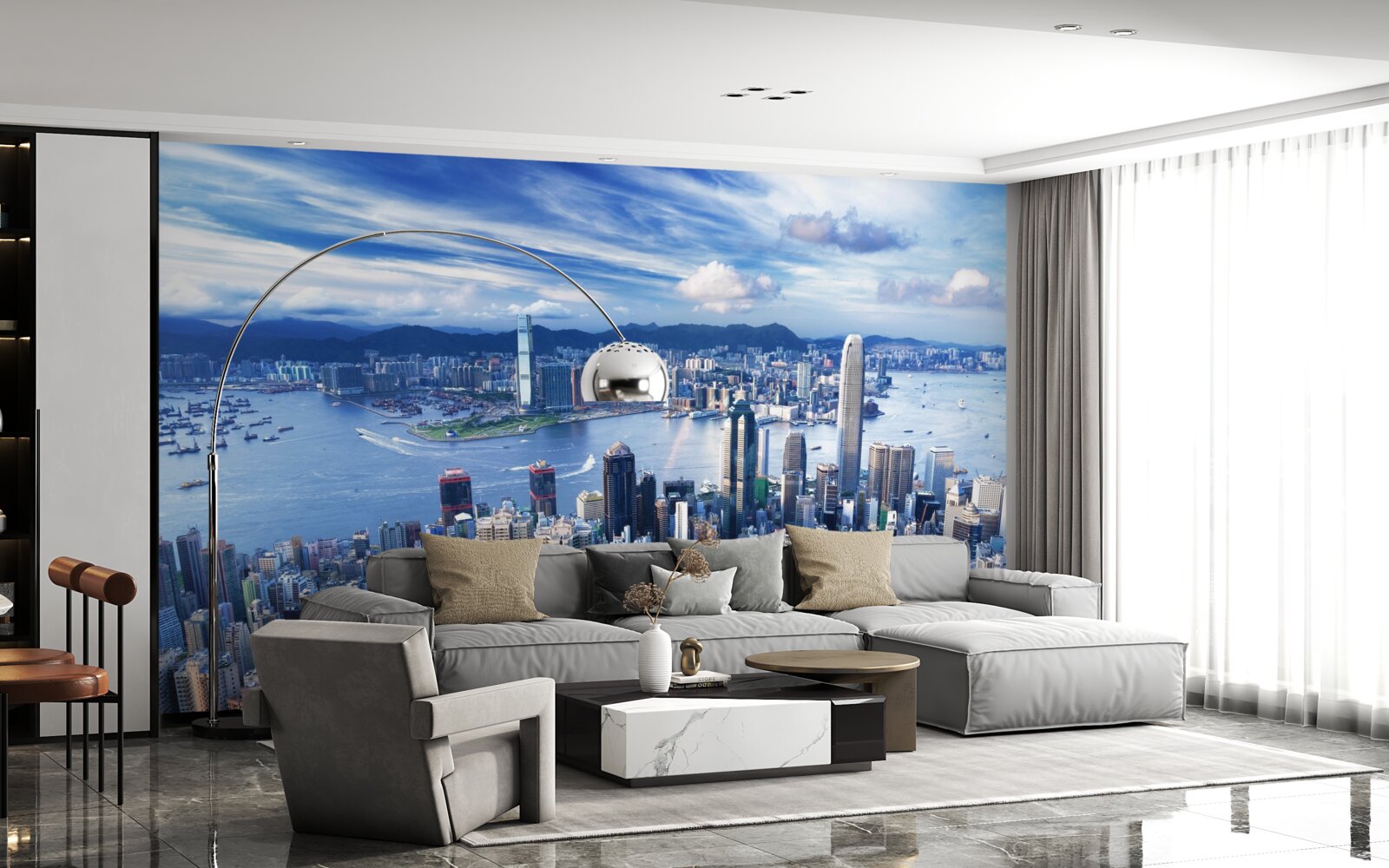 Papier peint gratte-ciel dans le port de victoria