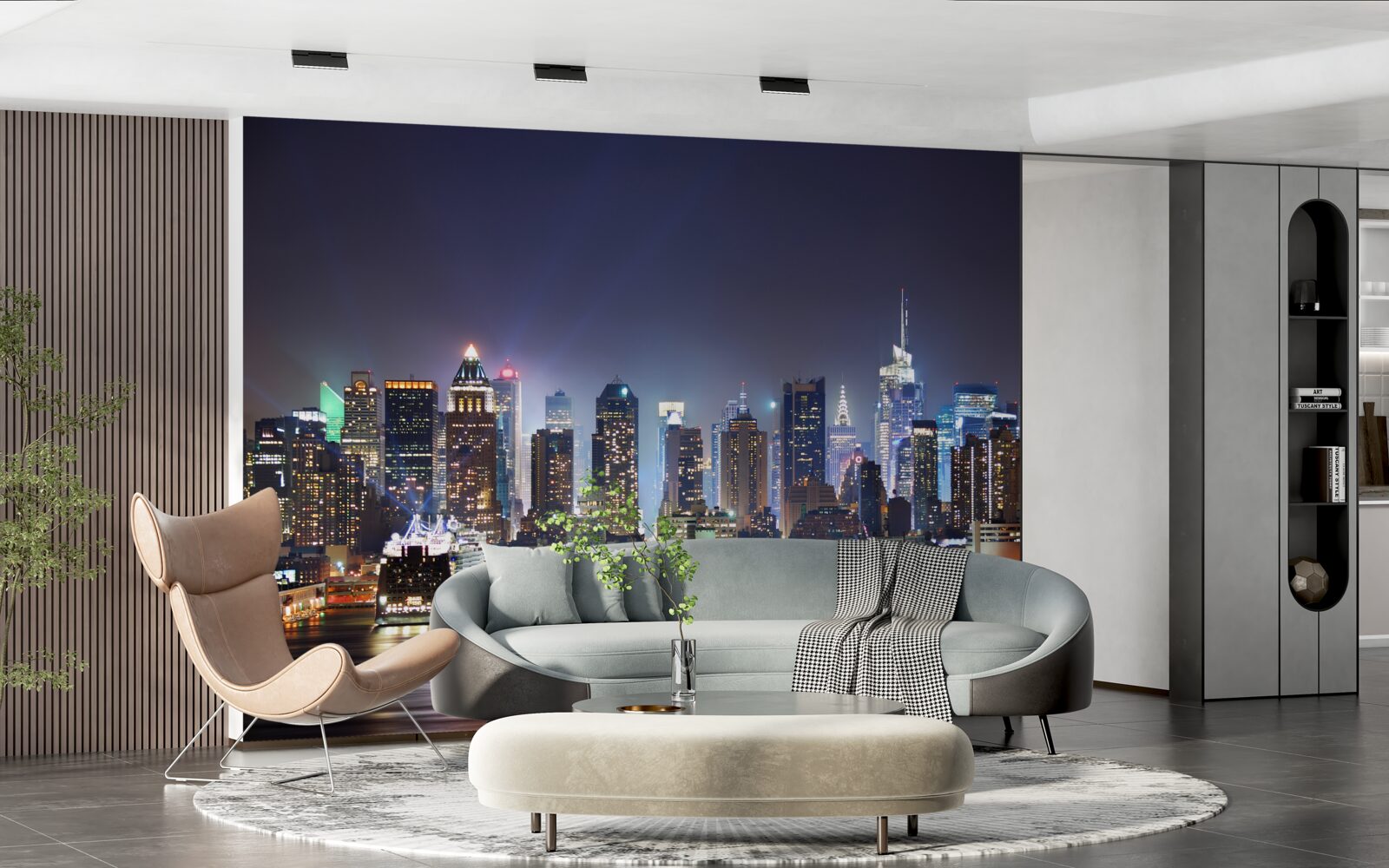 Papier peint gratte-ciel d'une grande ville la nuit