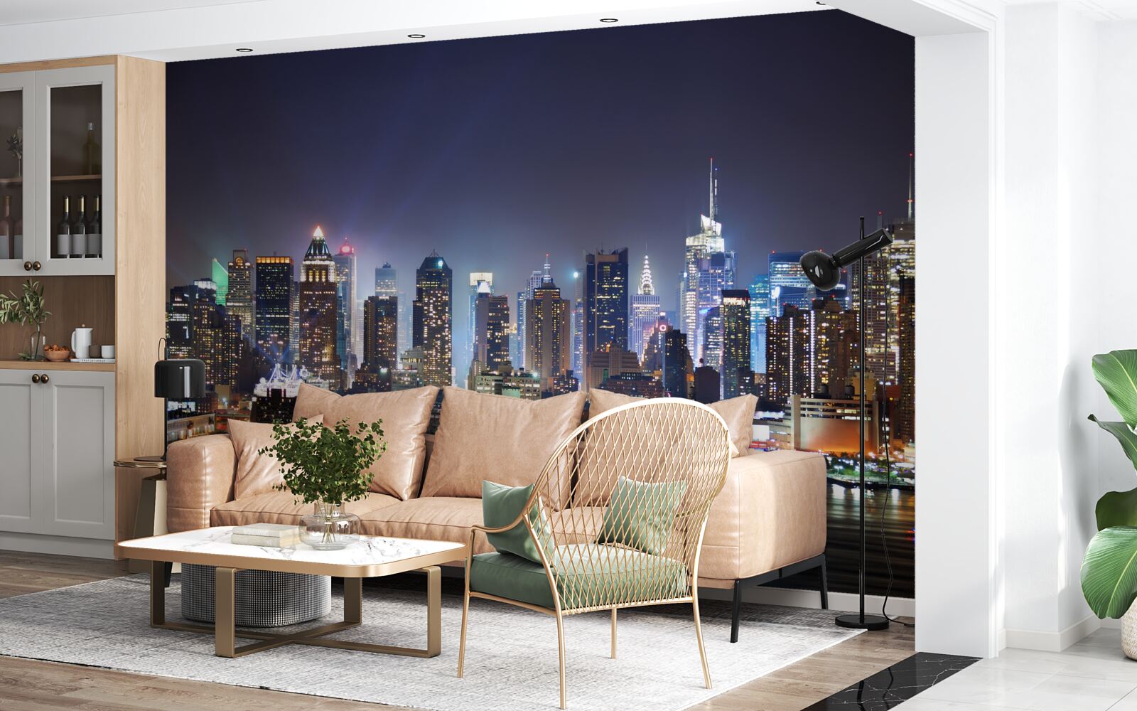 Papier peint gratte-ciel d'une grande ville la nuit