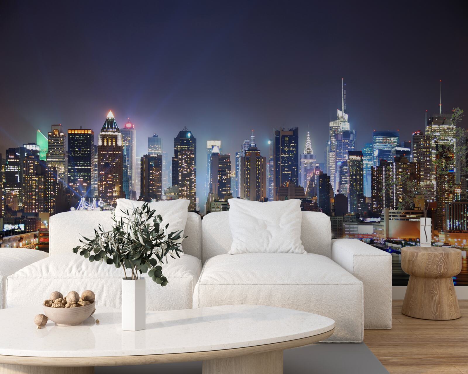 Papier peint gratte-ciel d'une grande ville la nuit