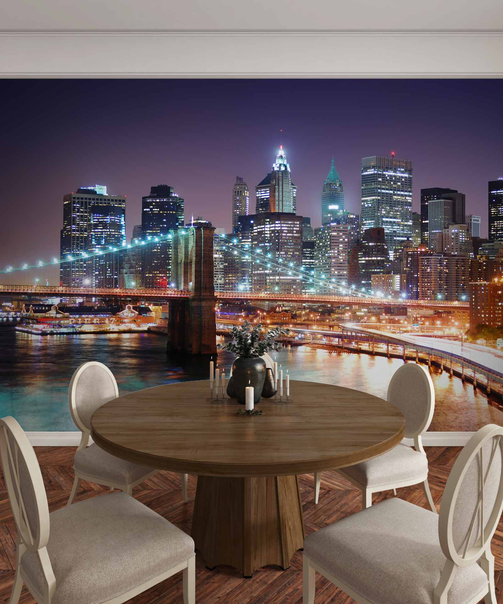 Papier peint pont de brooklyn dans l'horizon nocturne