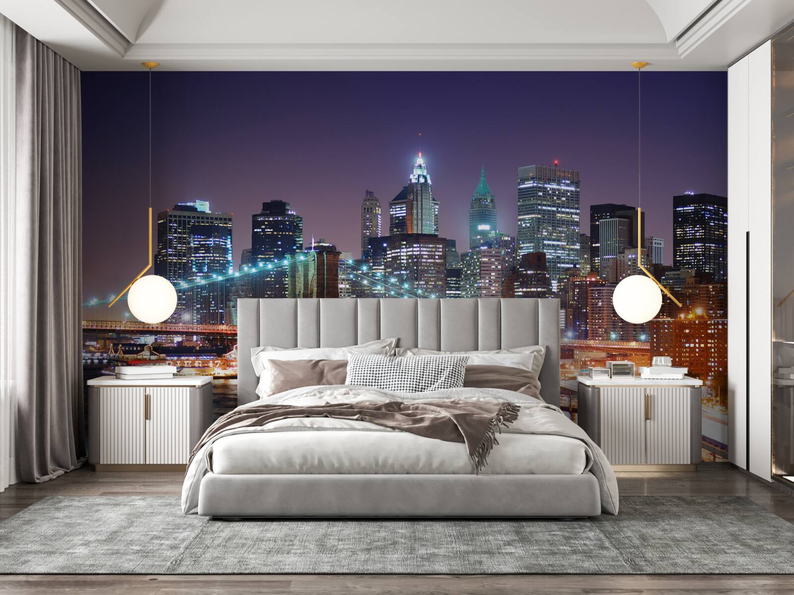 Papier peint pont de brooklyn dans l'horizon nocturne