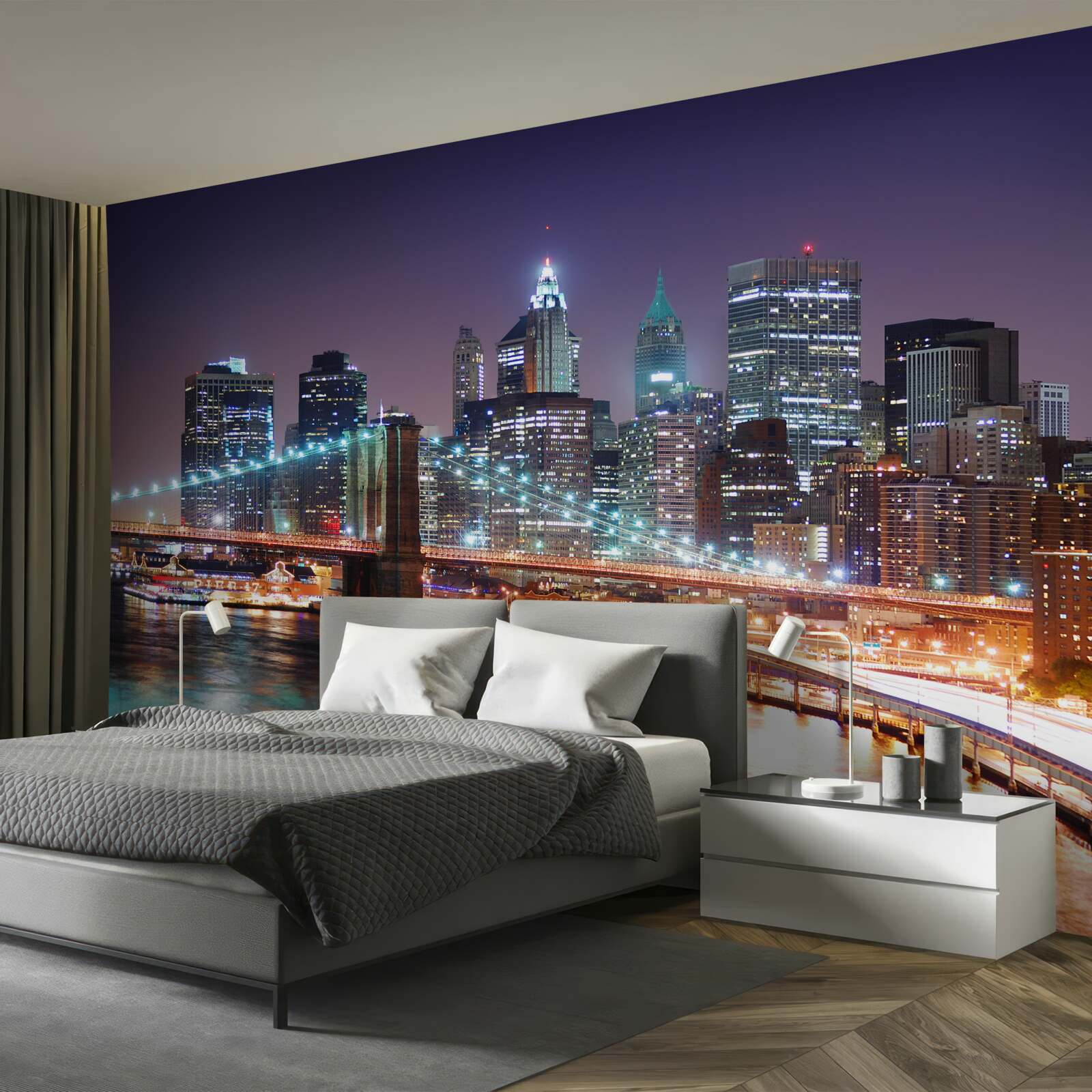 Papier peint pont de brooklyn dans l'horizon nocturne