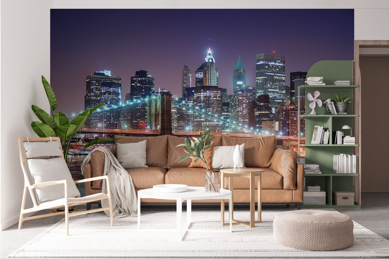 Papier peint pont de brooklyn dans l'horizon nocturne