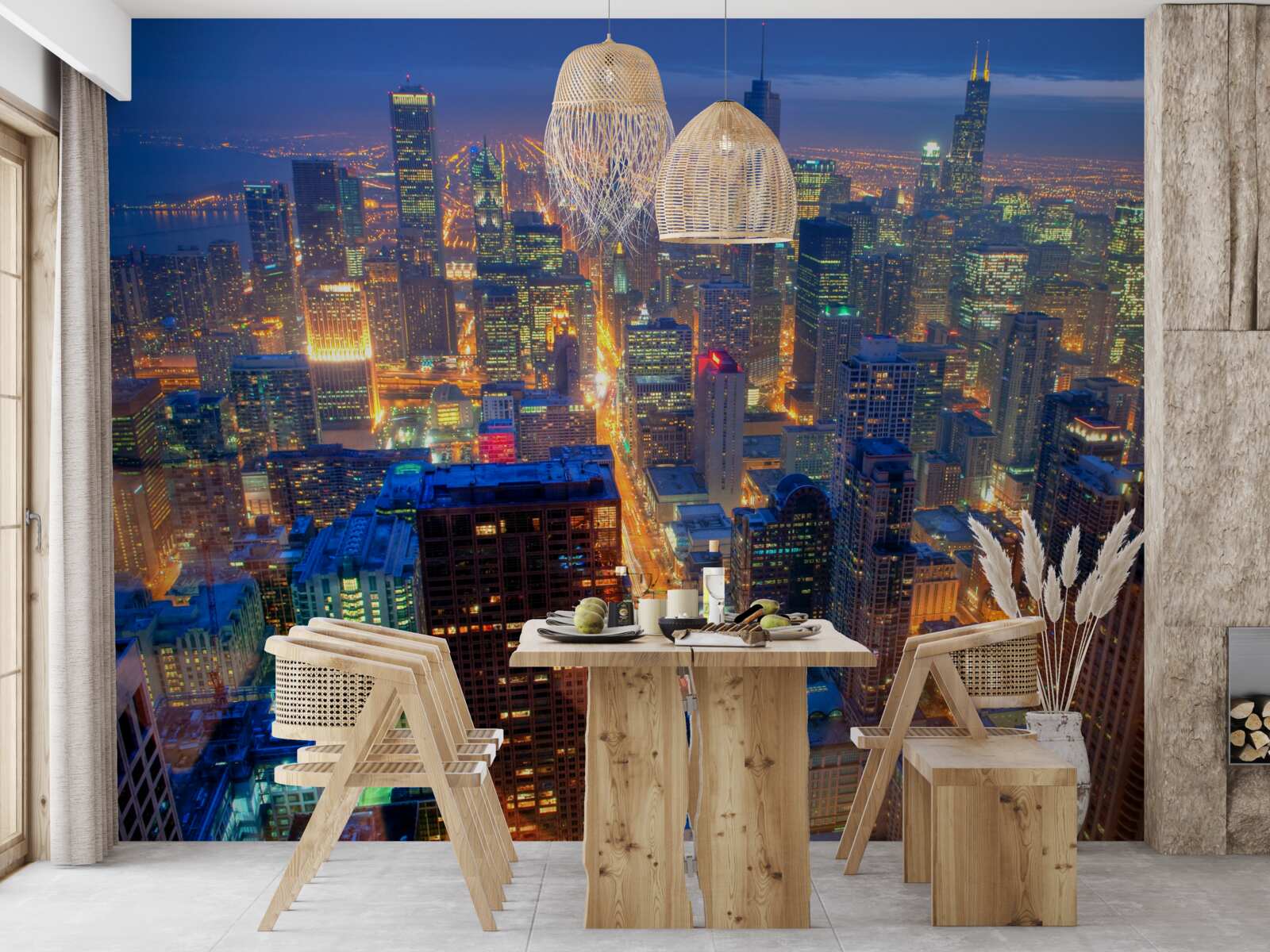 Papier peint Les lumières de Chicago illuminent les rues