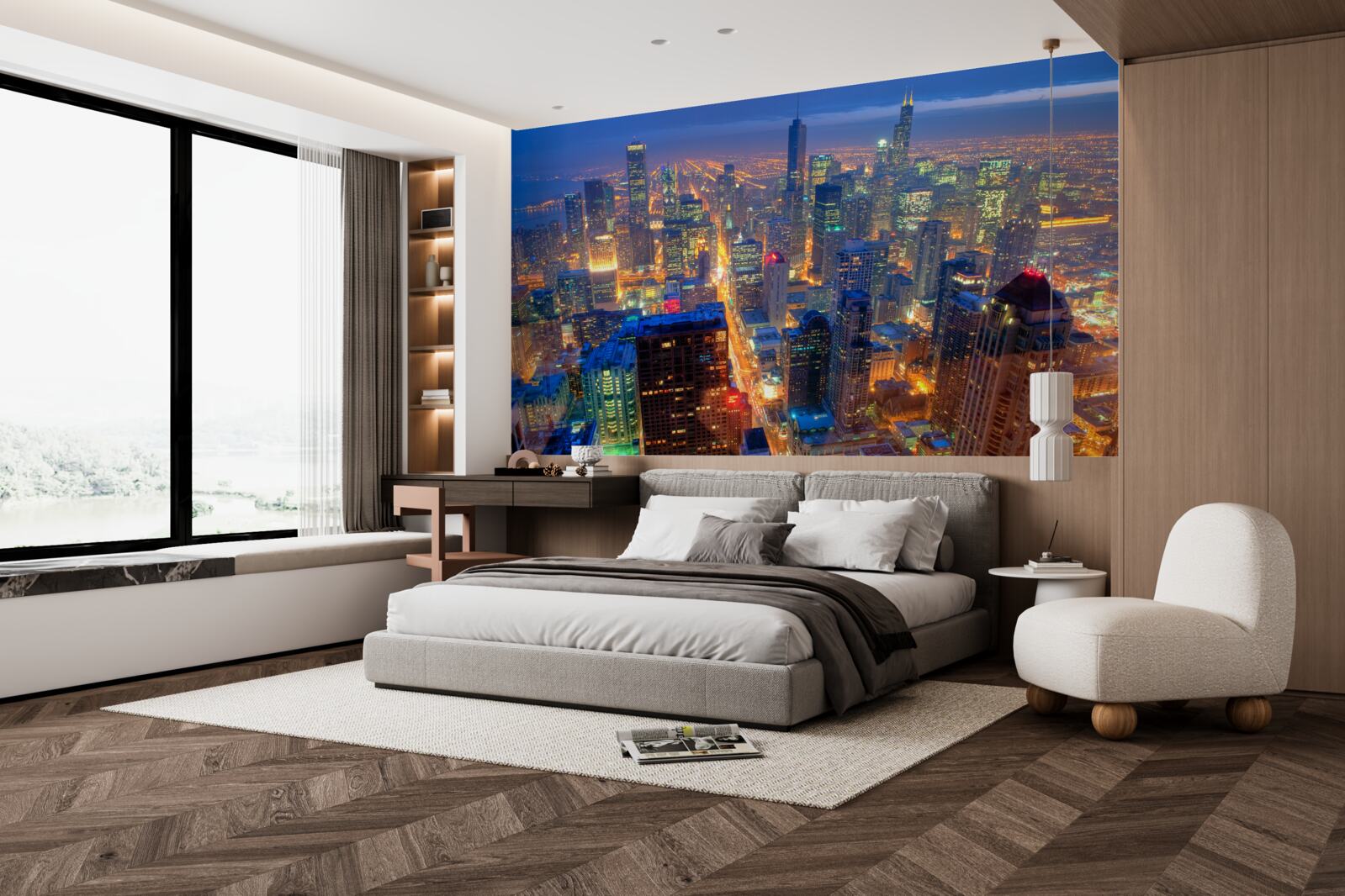 Papier peint Les lumières de Chicago illuminent les rues