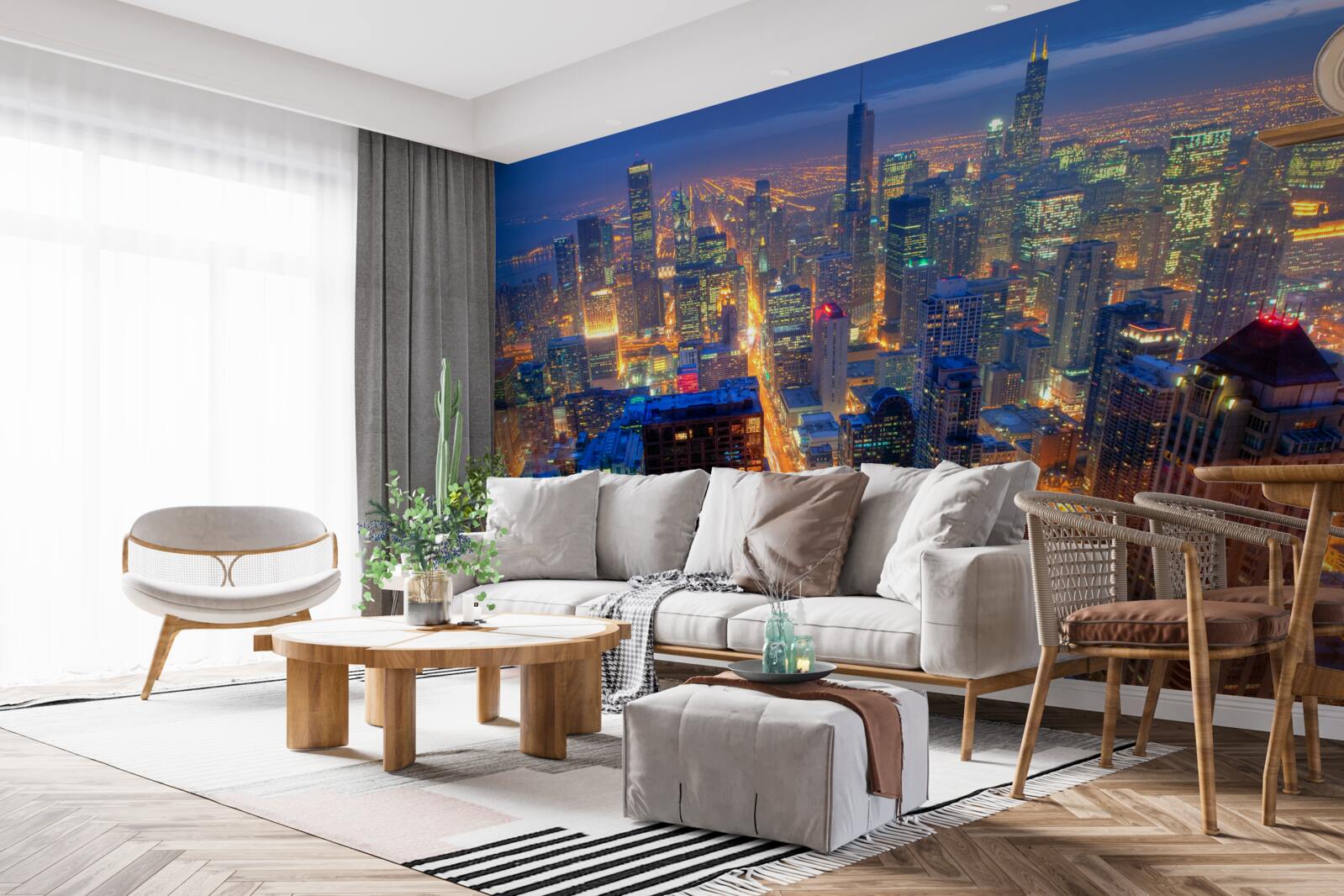 Papier peint Les lumières de Chicago illuminent les rues