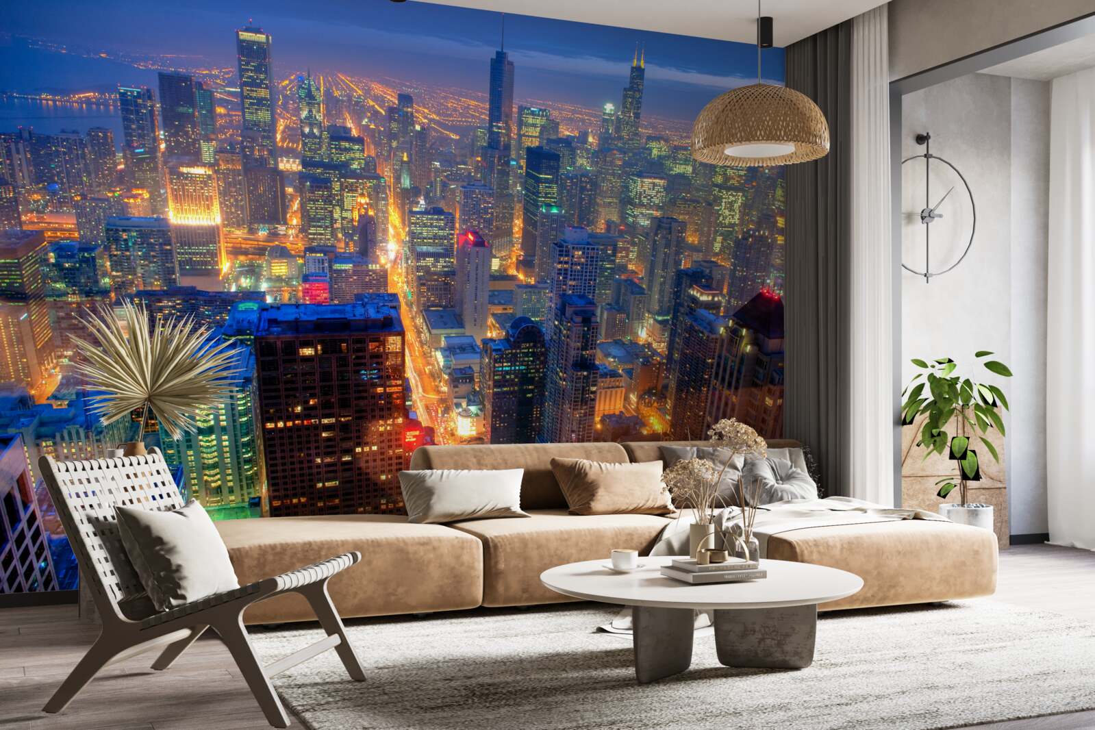 Papier peint Les lumières de Chicago illuminent les rues