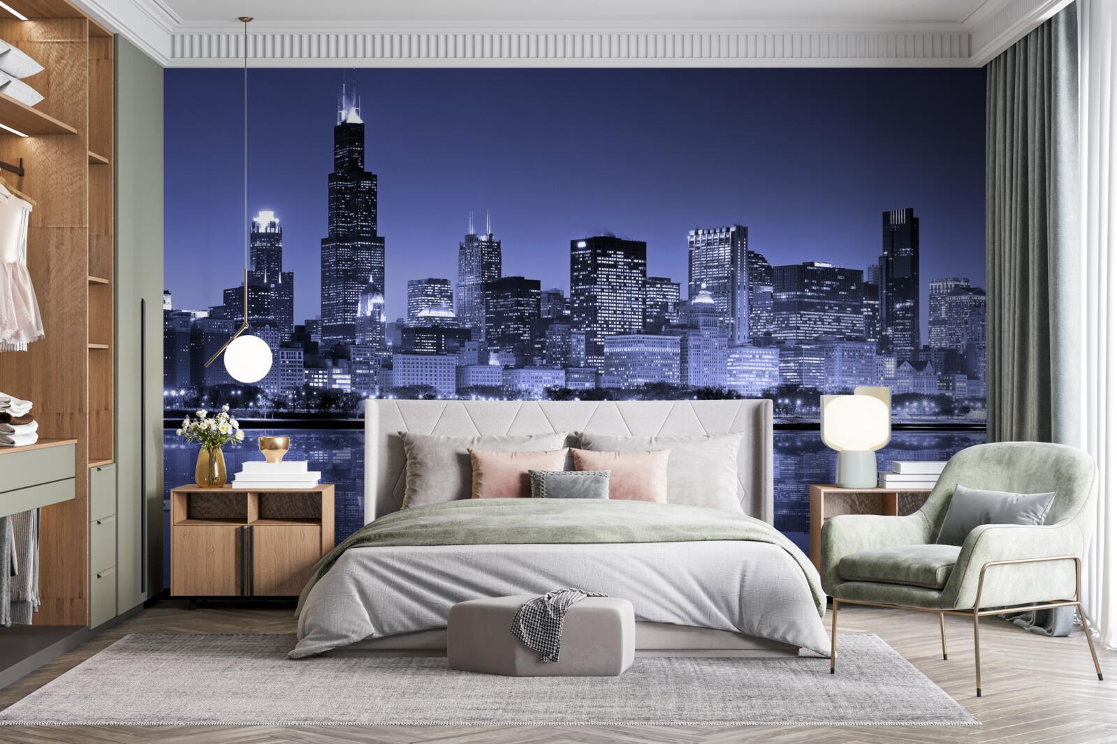 Papier peint vue nocturne de chicago