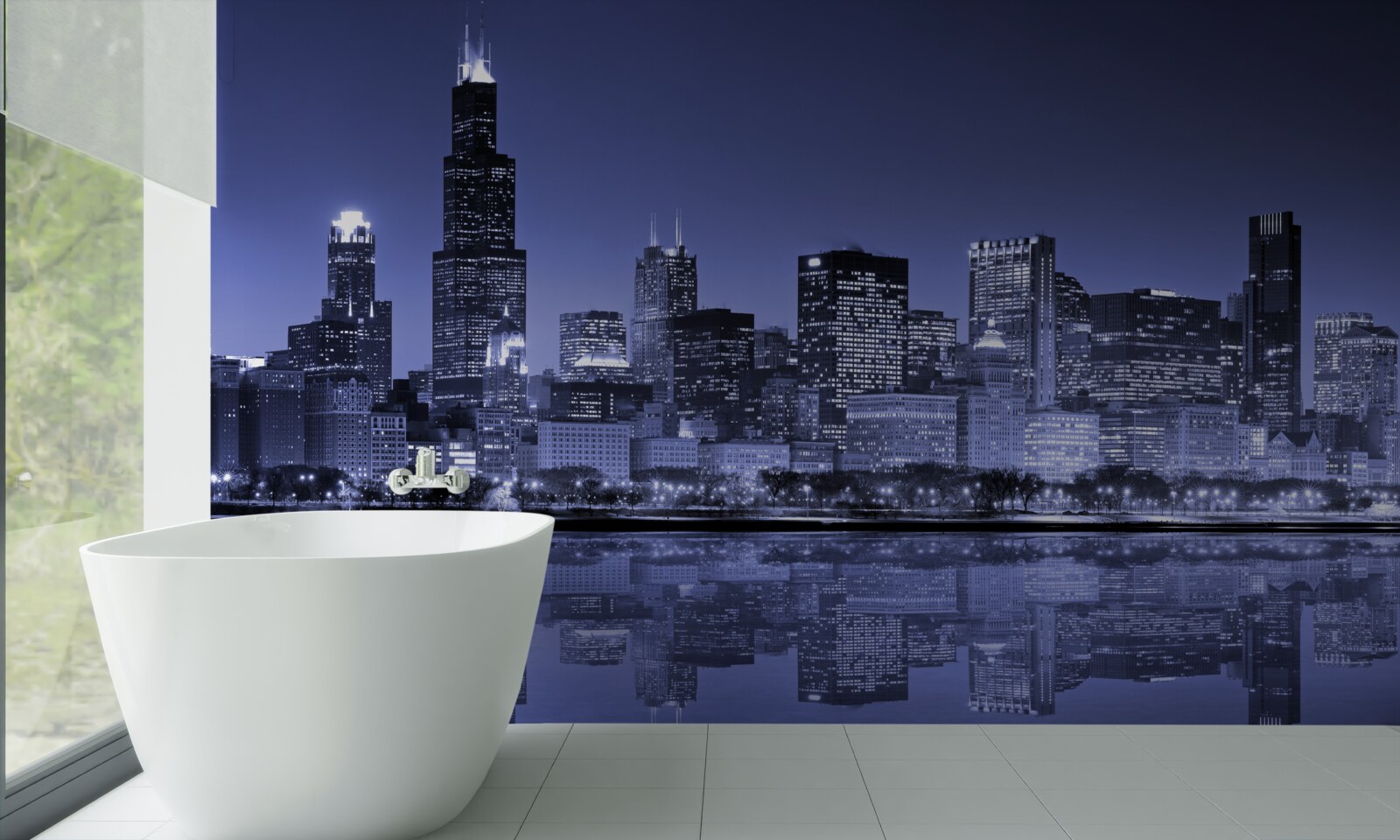 Papier peint vue nocturne de chicago