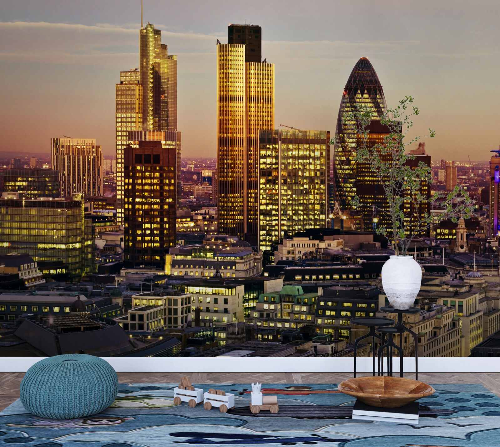 Papier peint Les lumières de Londres en or