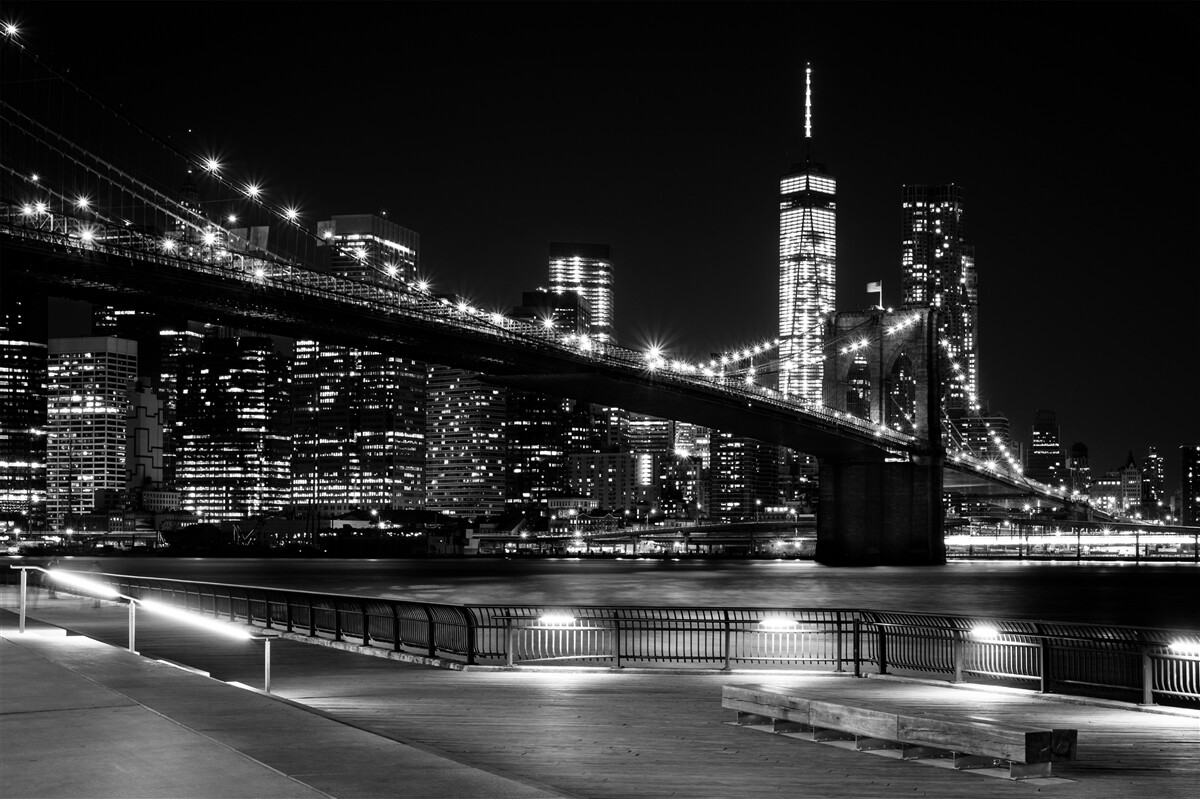 Papier peint pont de brooklyn et manhattan en noir et blanc