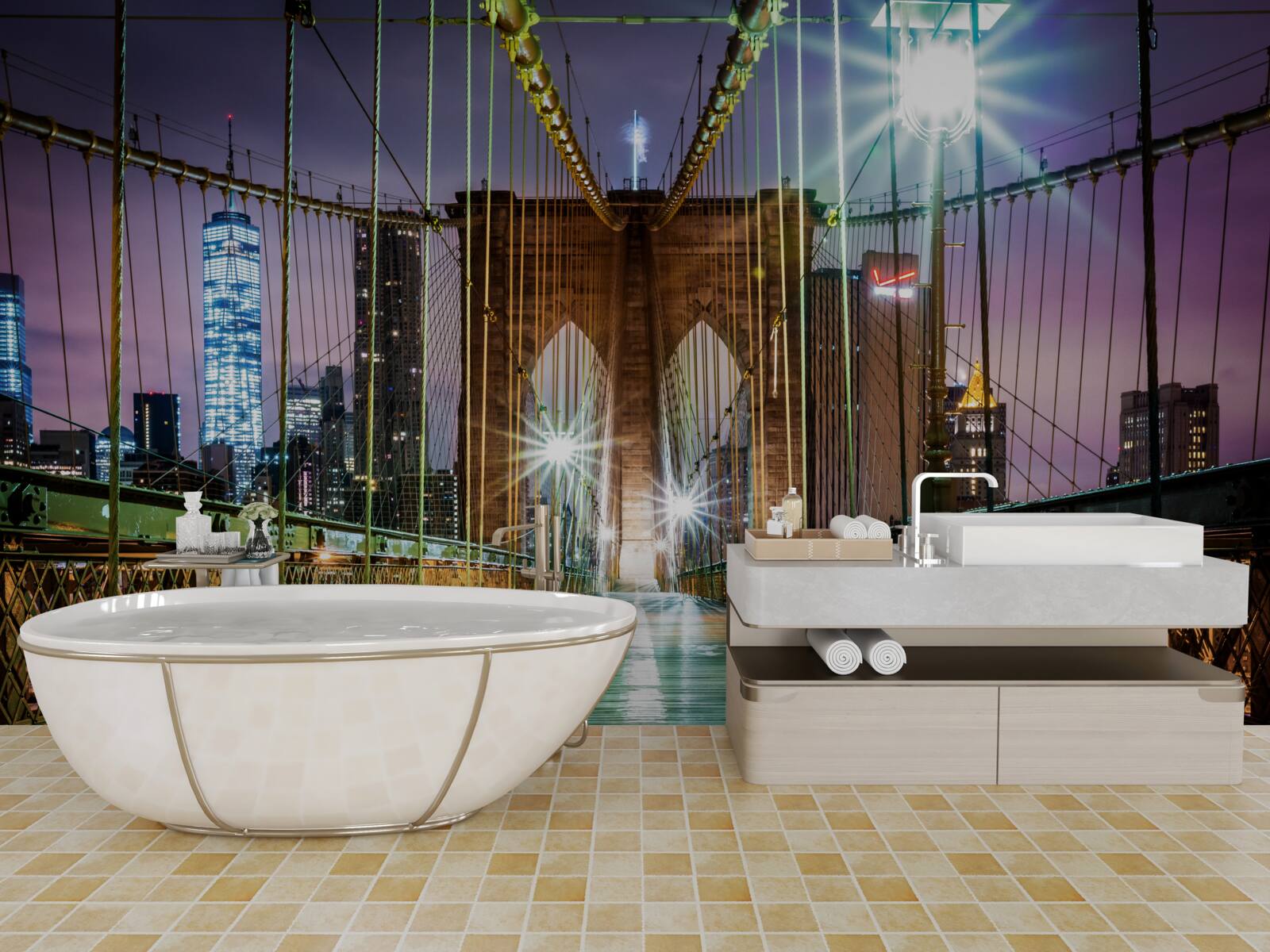 Papier peint le pont de brooklyn pour les piétons