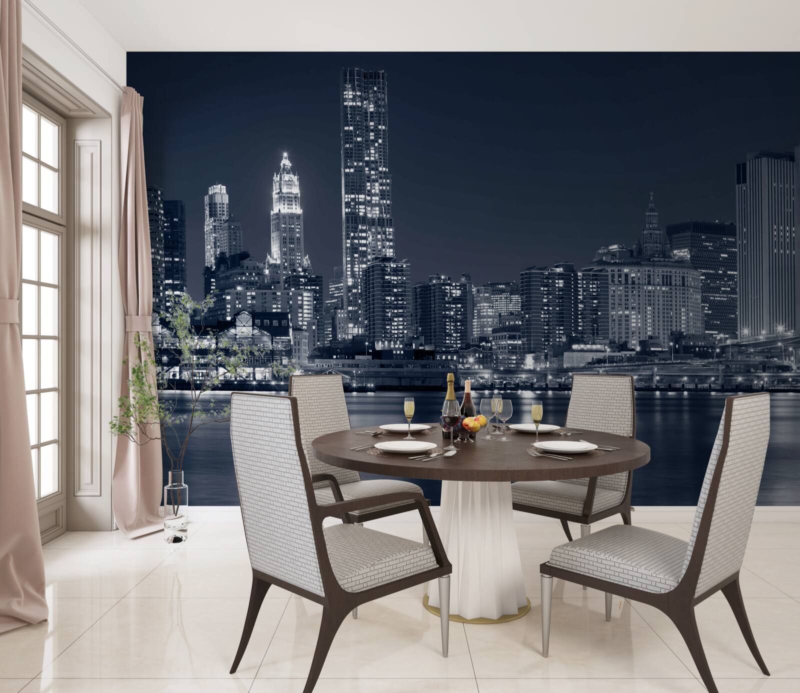 Papier peint vue de la ville illuminée