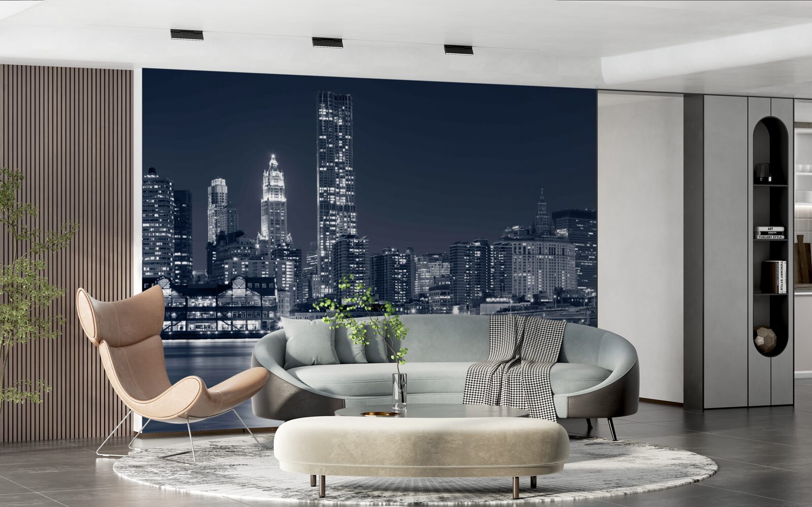 Papier peint vue de la ville illuminée