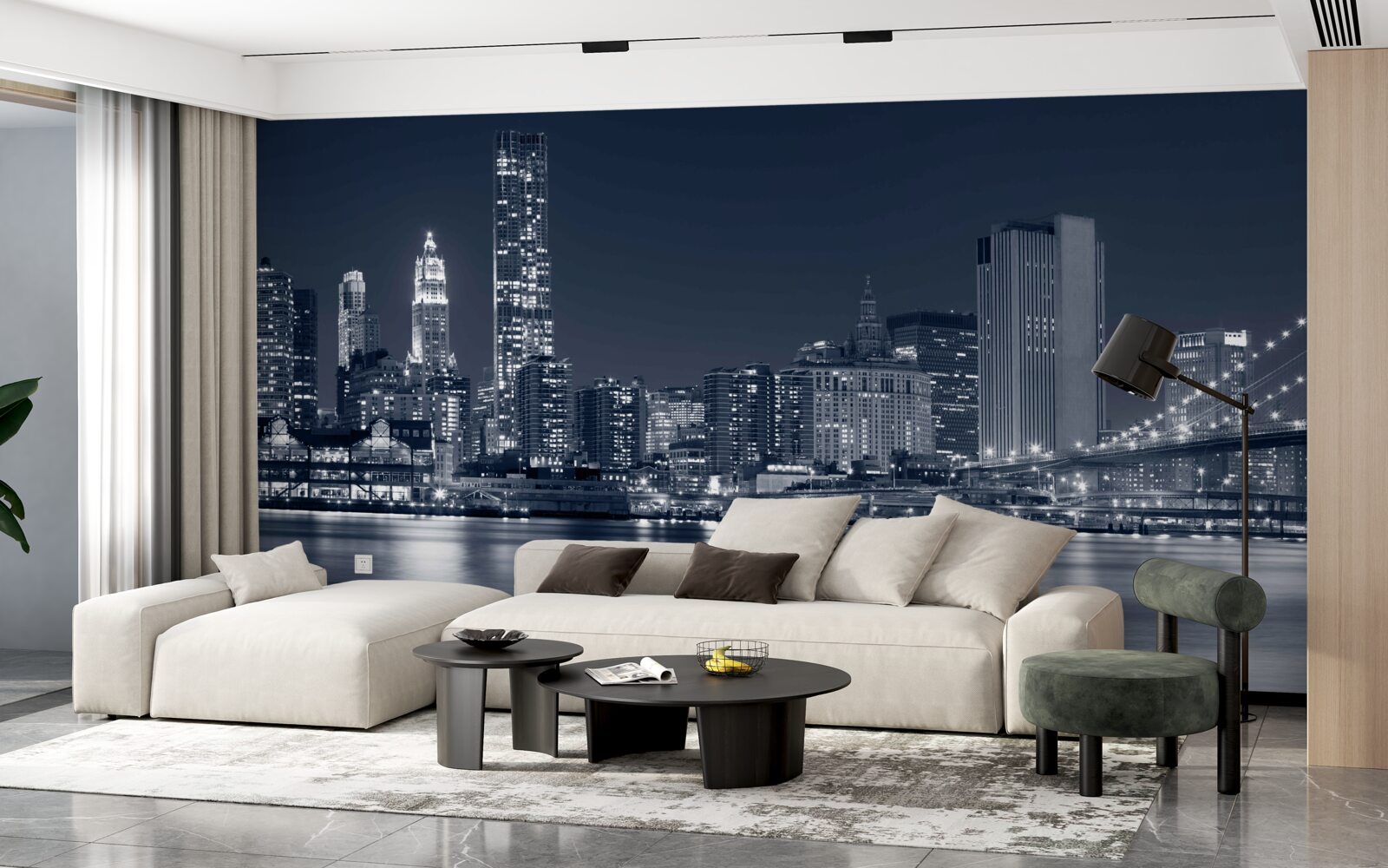Papier peint vue de la ville illuminée