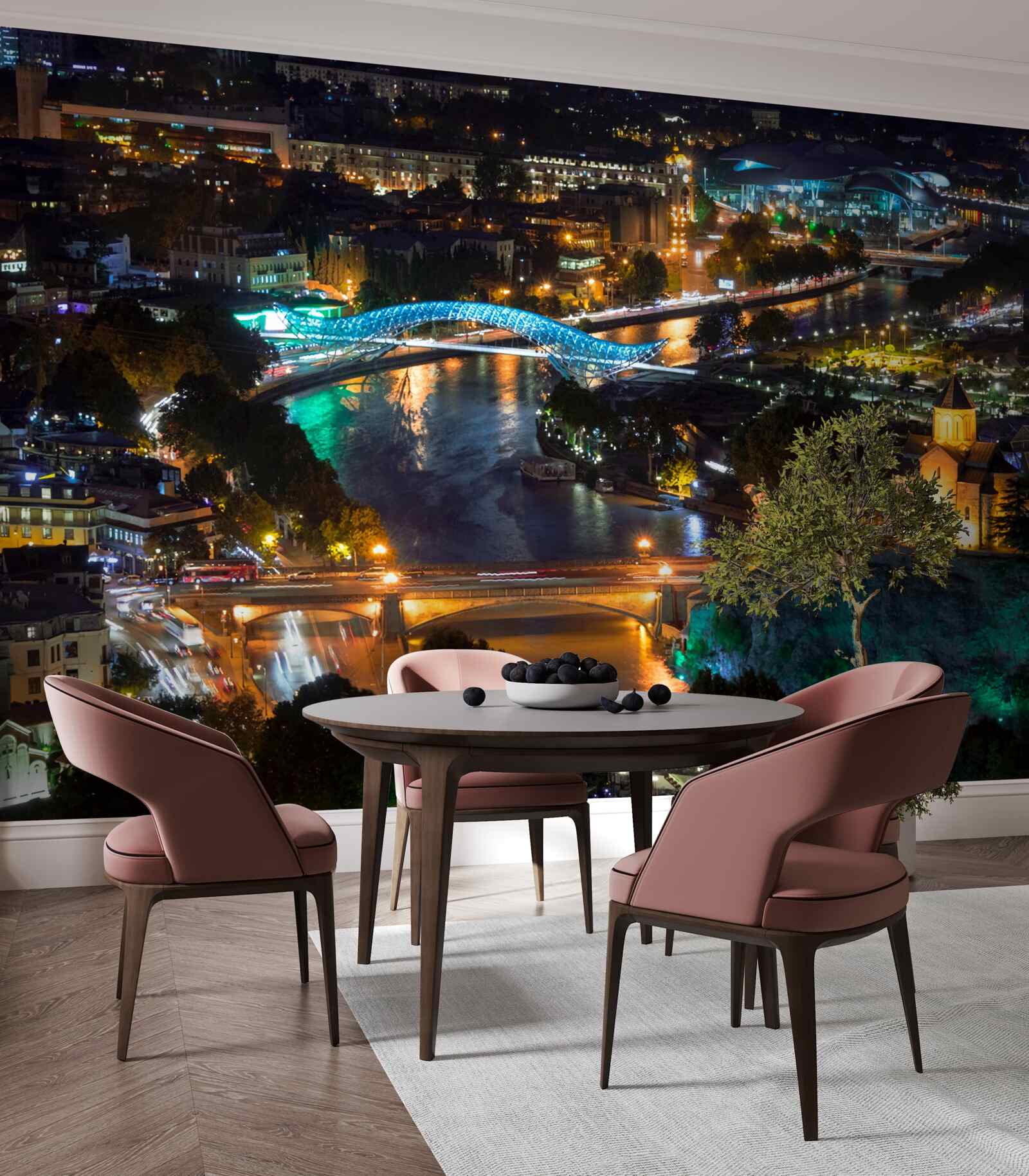 Papier peint tbilissi moderne dans la soirée