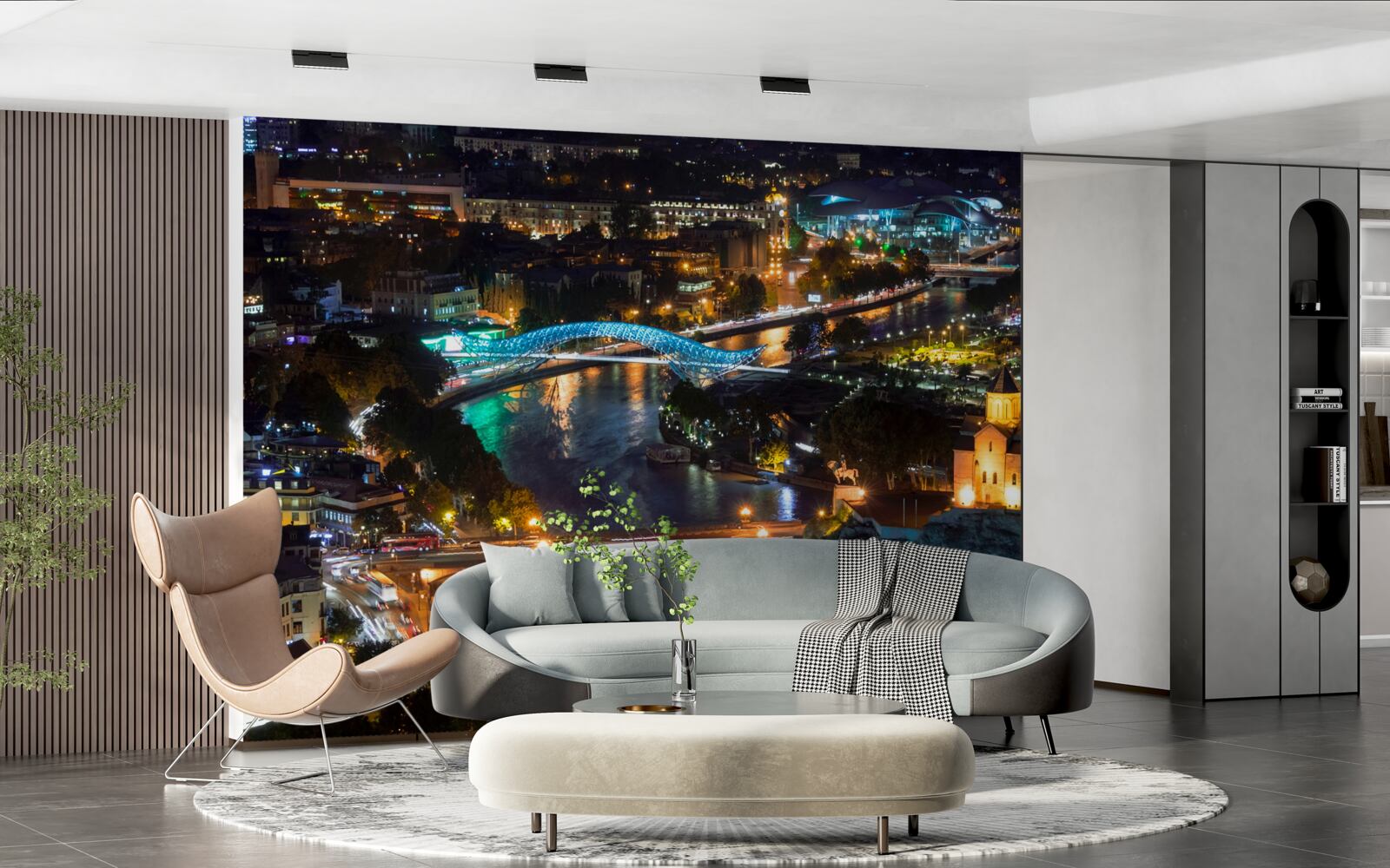 Papier peint tbilissi moderne dans la soirée