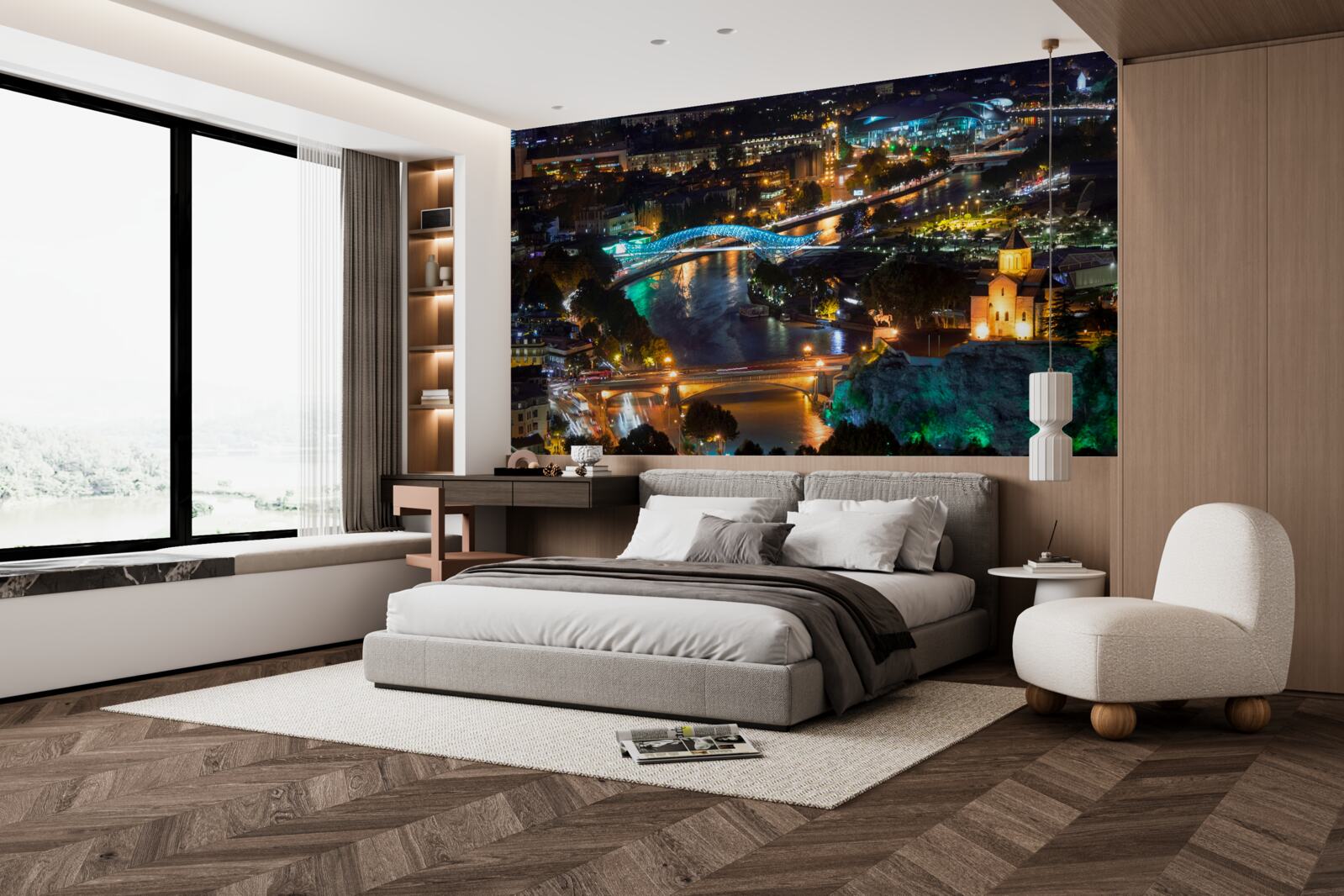 Papier peint tbilissi moderne dans la soirée