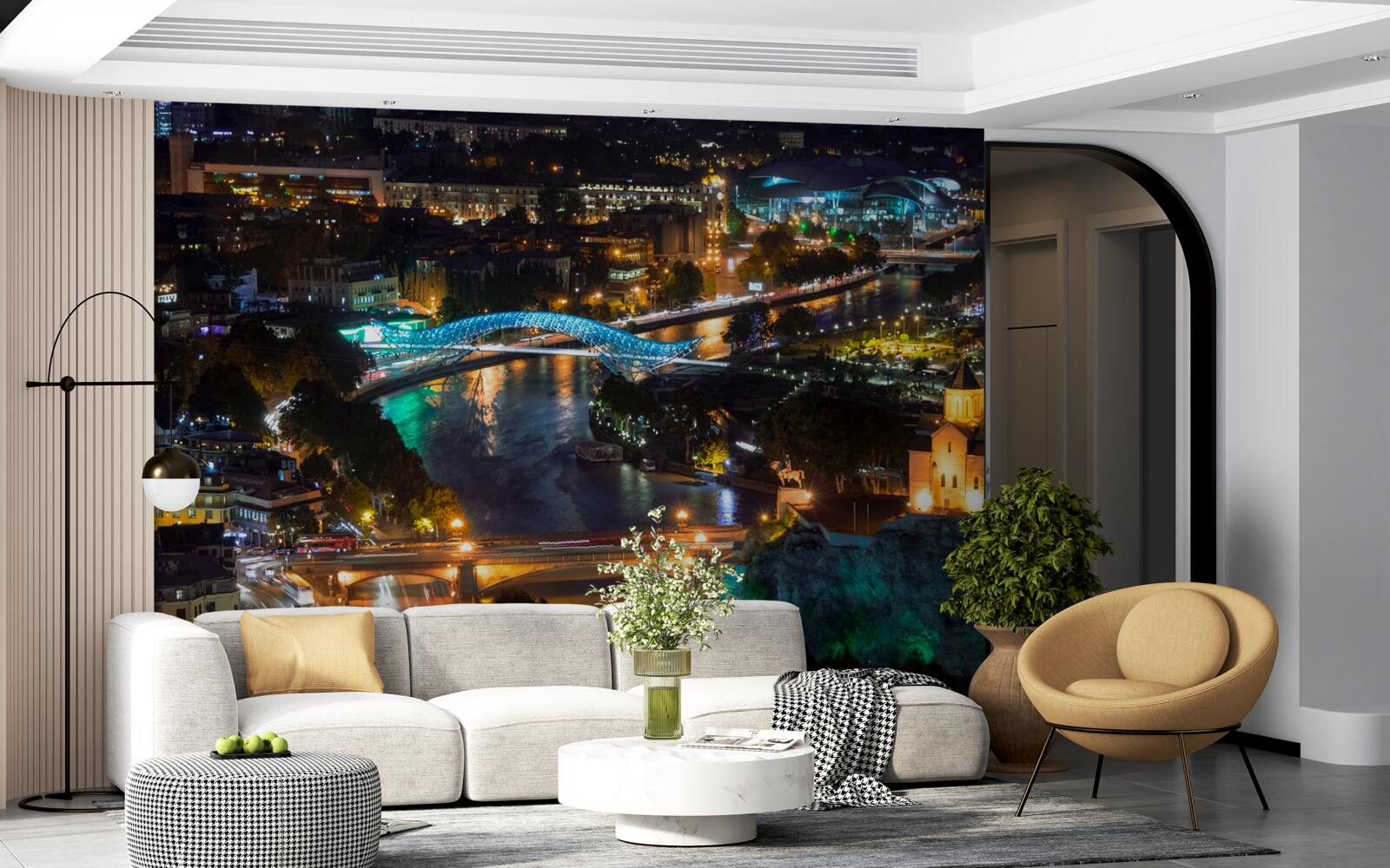 Papier peint tbilissi moderne dans la soirée