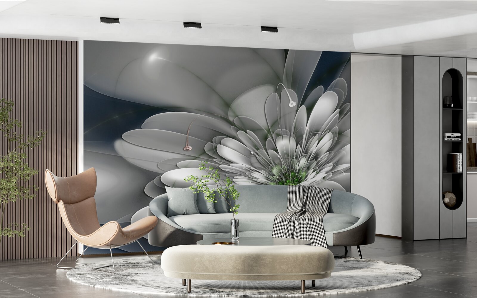 Papier peint grande fleur blanche