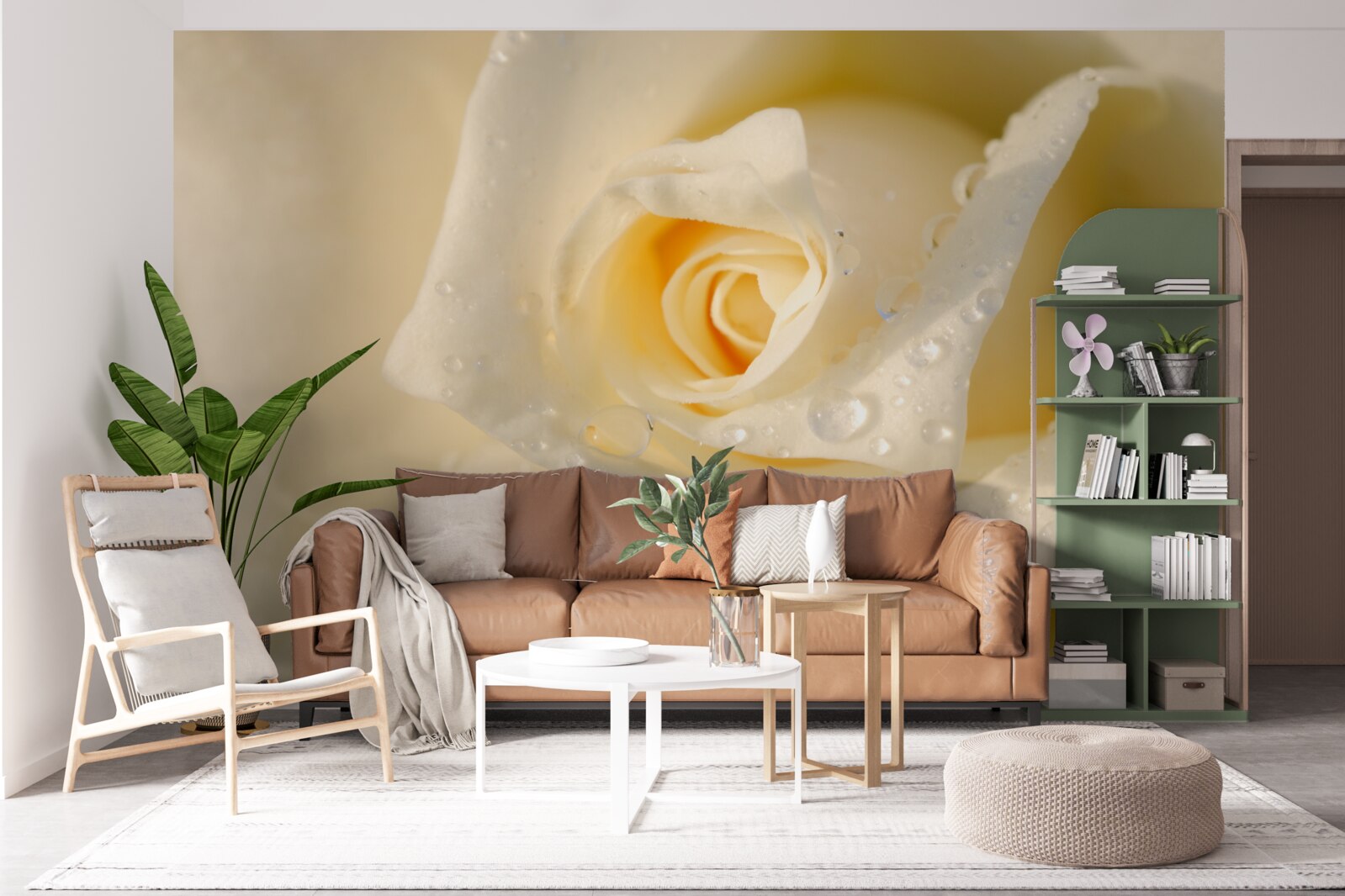 Papier peint rose en gouttes, peinte en blanc