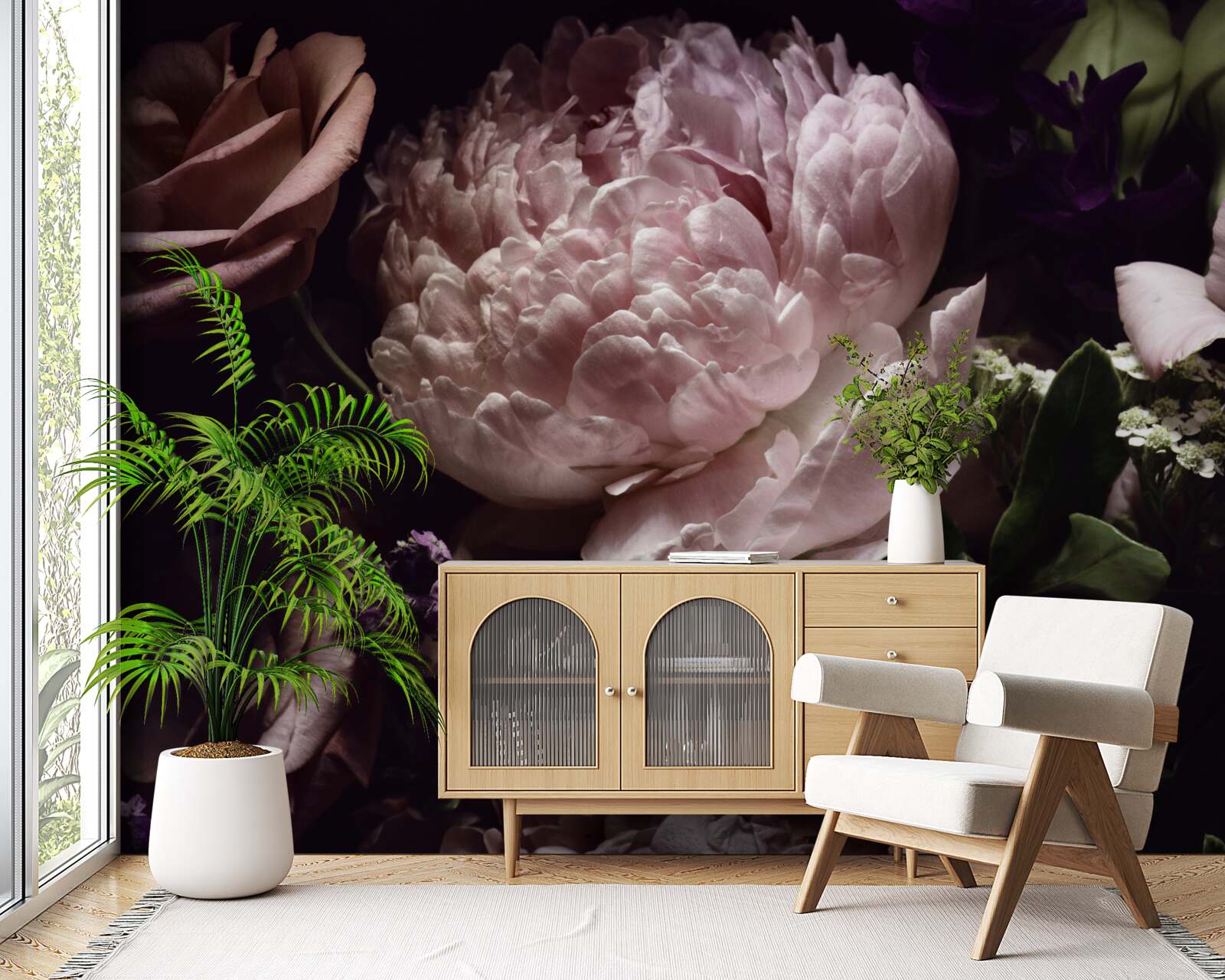 Papier peint set de roses rétro